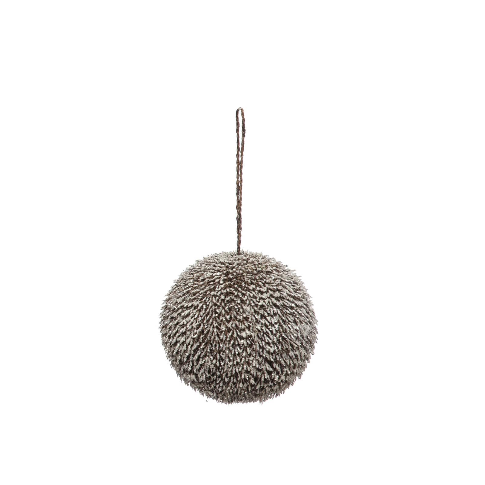 Hello Honey® 4" Brown Snow Finish Textured Plastic Ball Ornament
