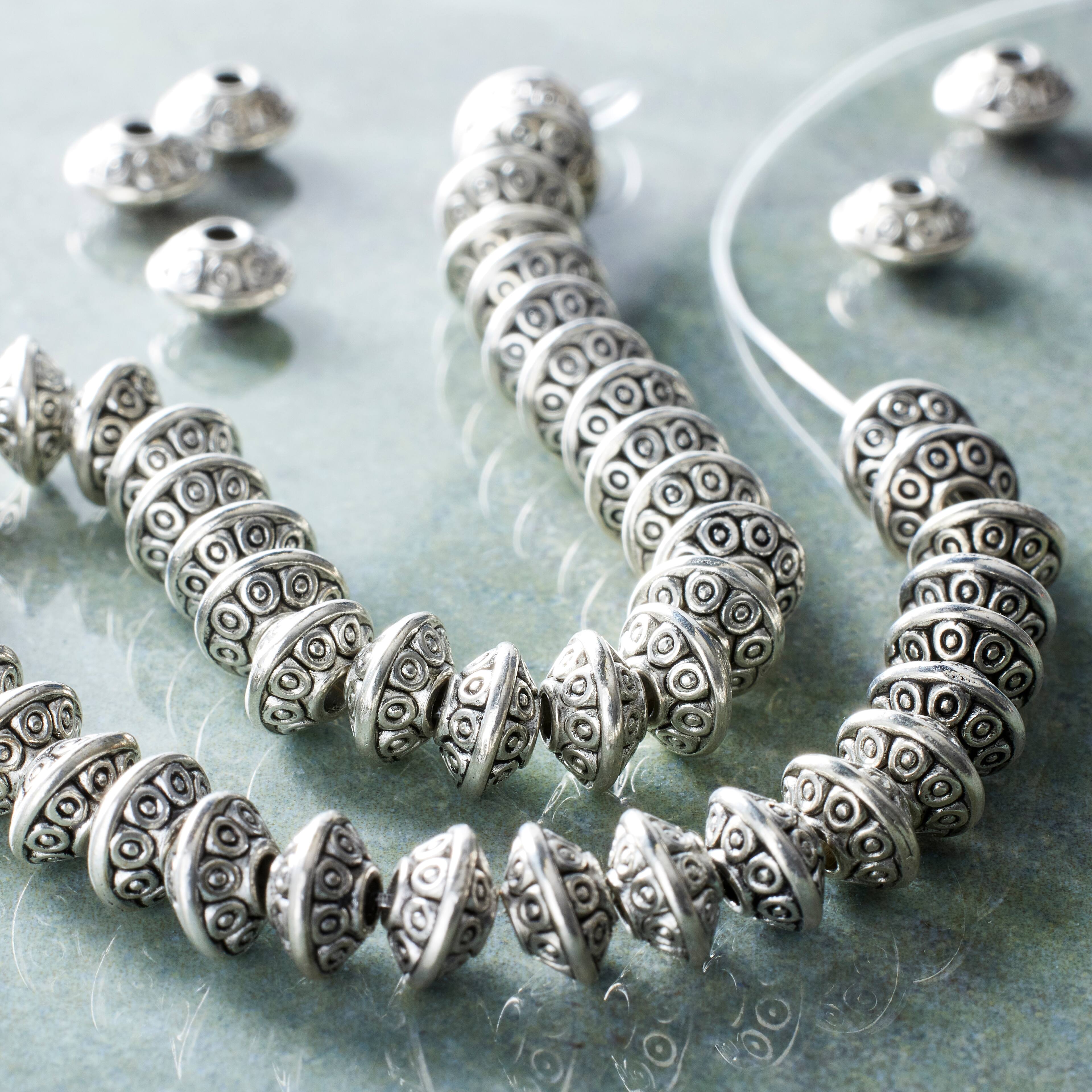 12 Pack: Antiqued Sterling Silver Plated Rondelle Beads, 8mm by Bead Landing™