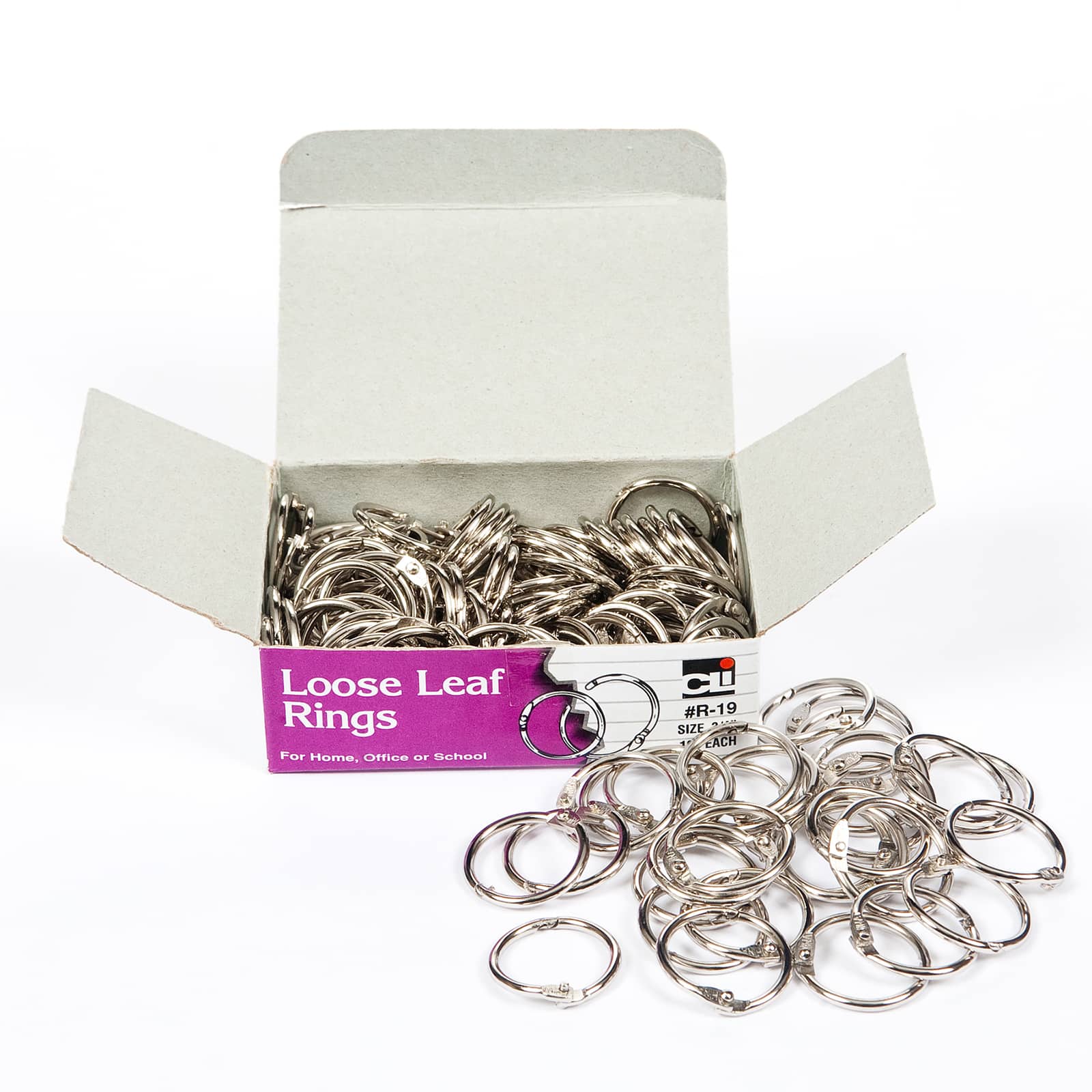 Loose Leaf Book Rings, 0.75", Nickel-Plated, 100ct
