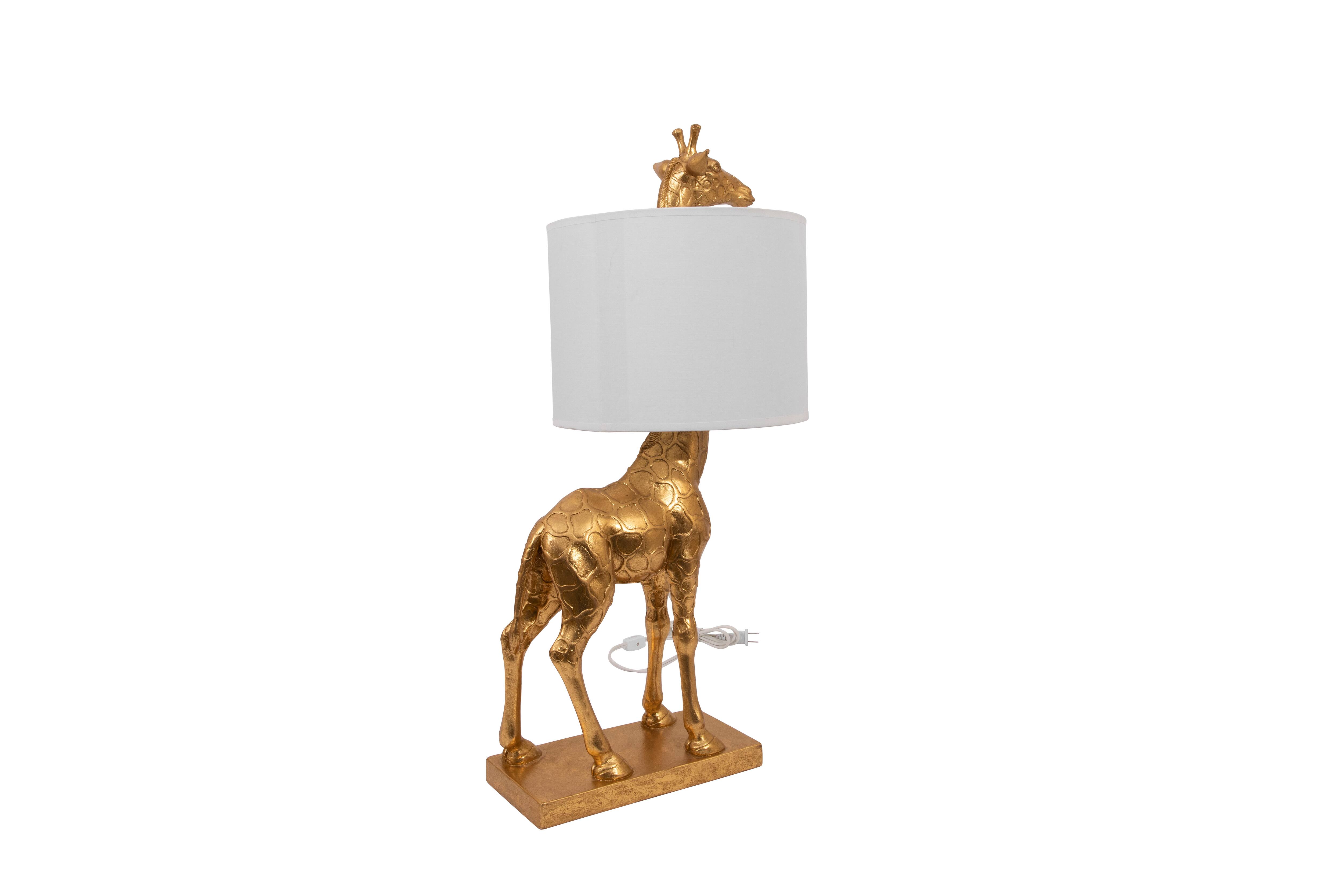 Hello Honey® 27.8" Gold Giraffe Lamp with Linen Shade