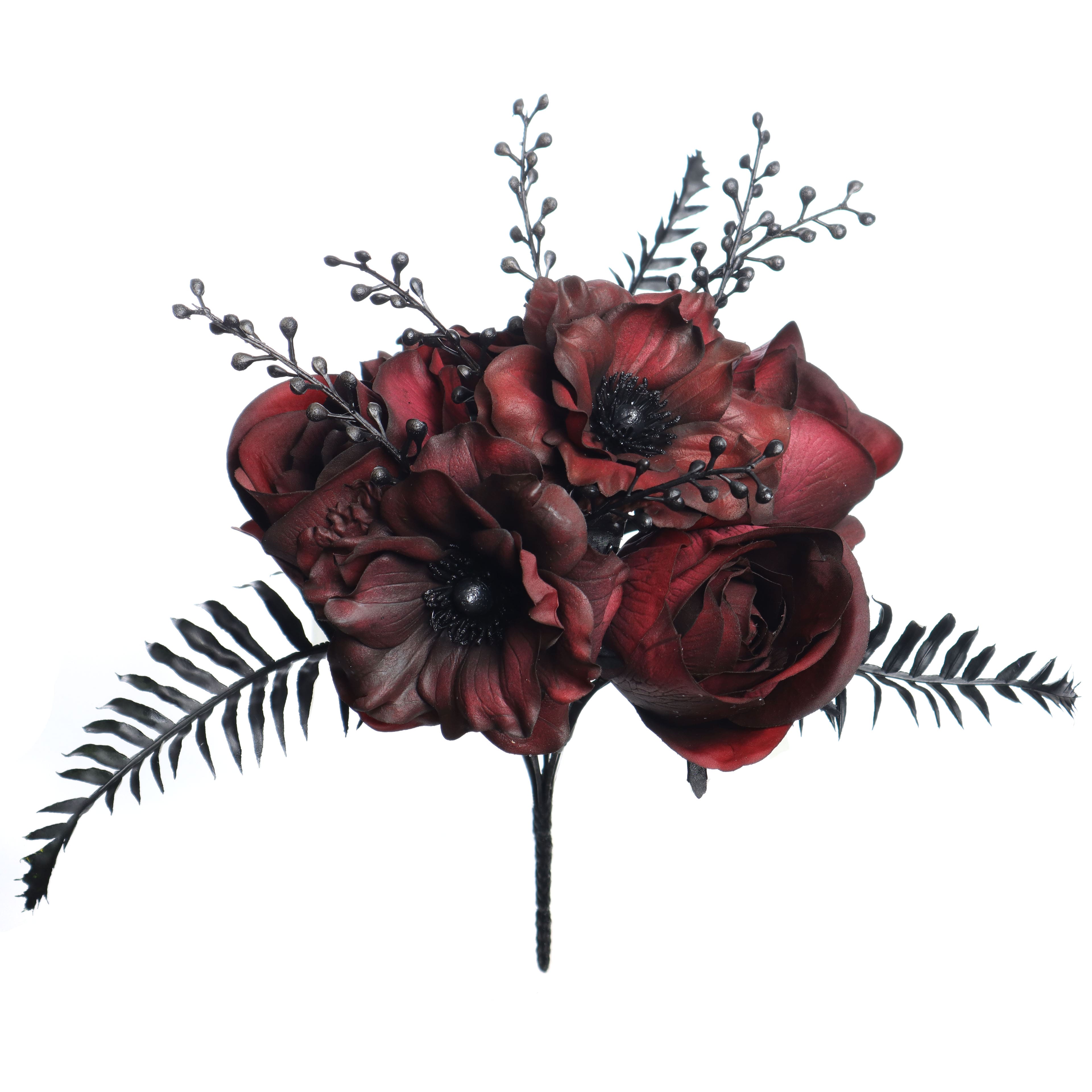 11.5" Burgundy Rose & Anemone Real Touch Bush by Ashland®