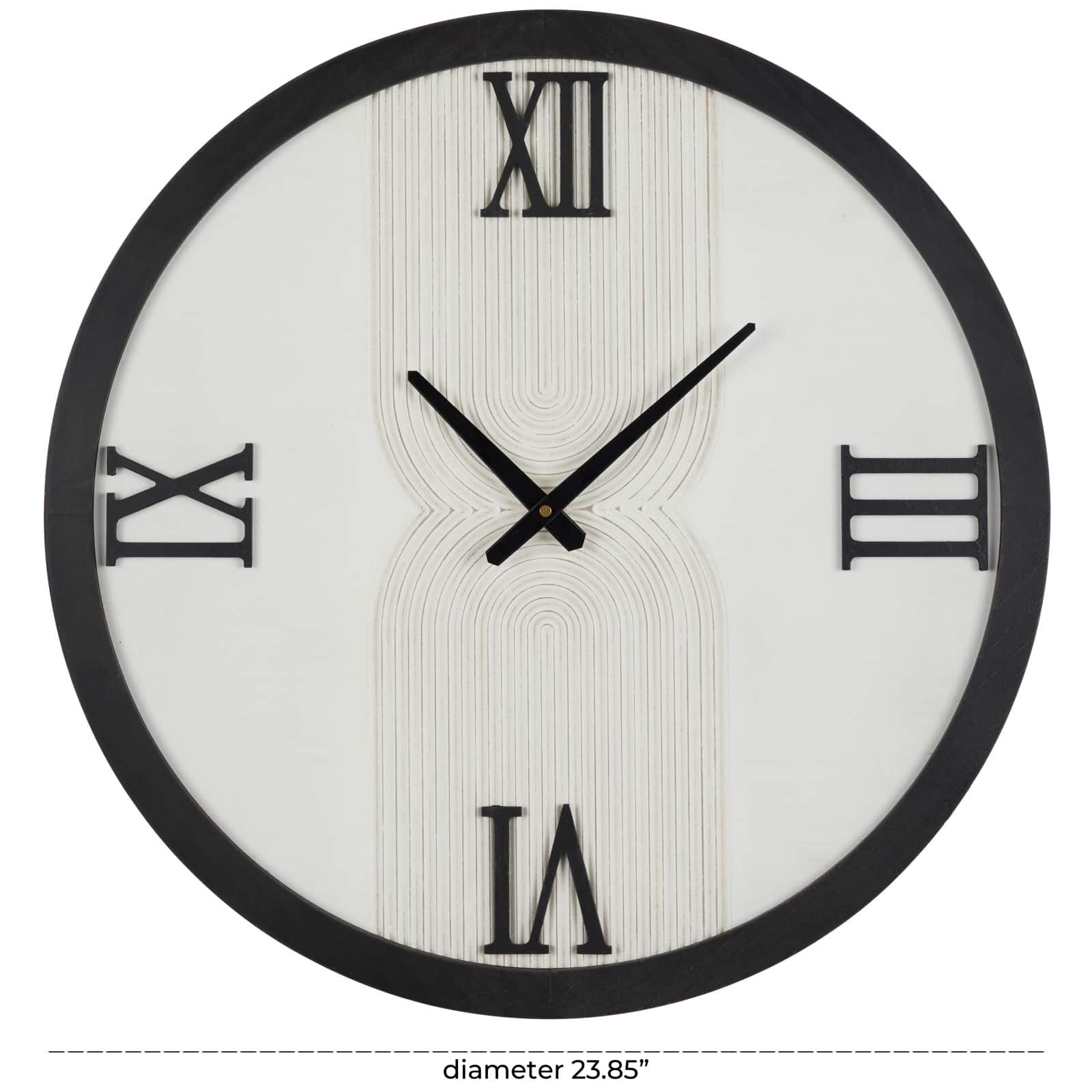 24" White Wood Art Deco Line Art Wall Clock