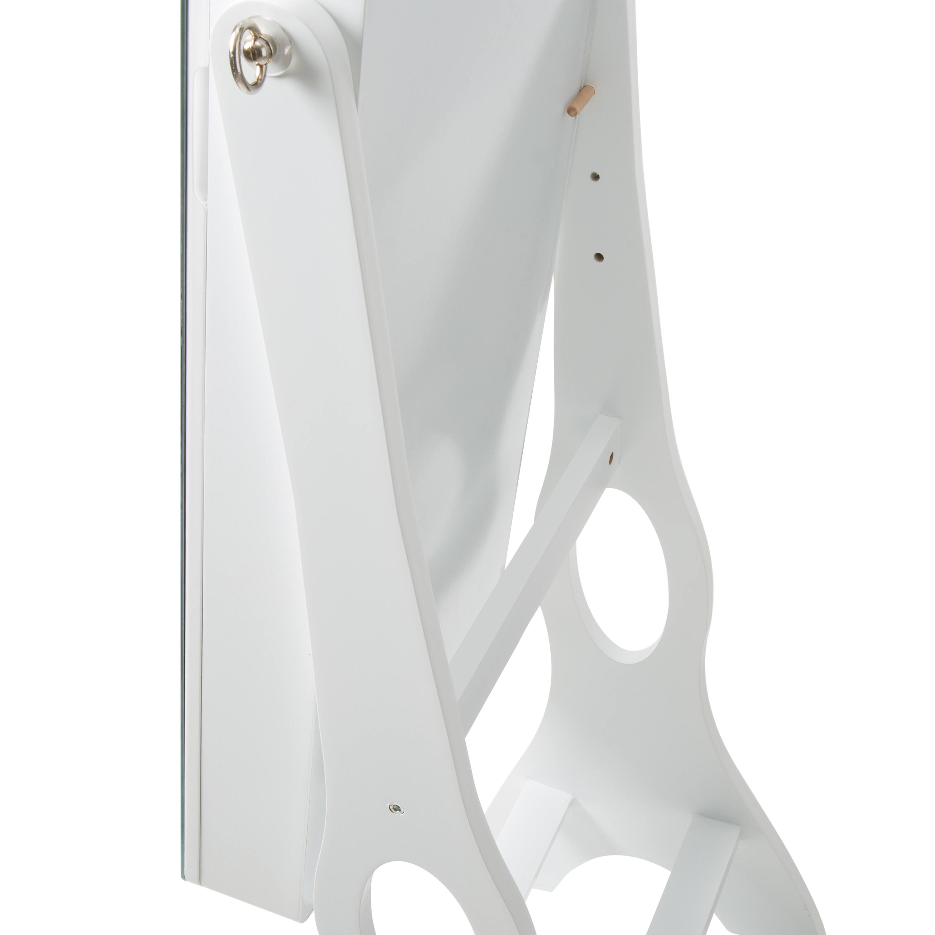 Simplify 61" White Jewelry Armoire Free Standing Cabinet with Full Mirror