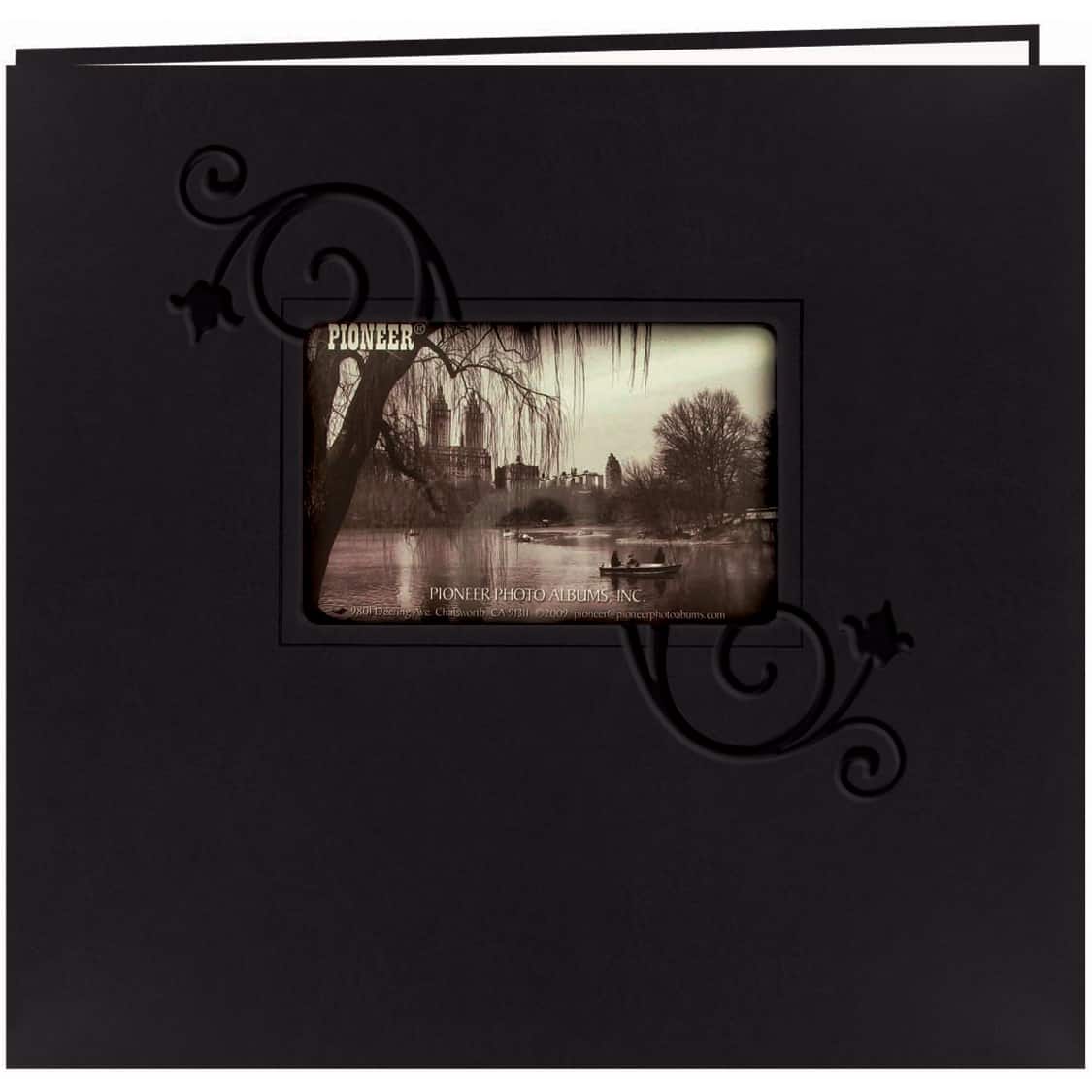 Pioneer® Black Floral Embossed Leatherette Post Bound Photo Album