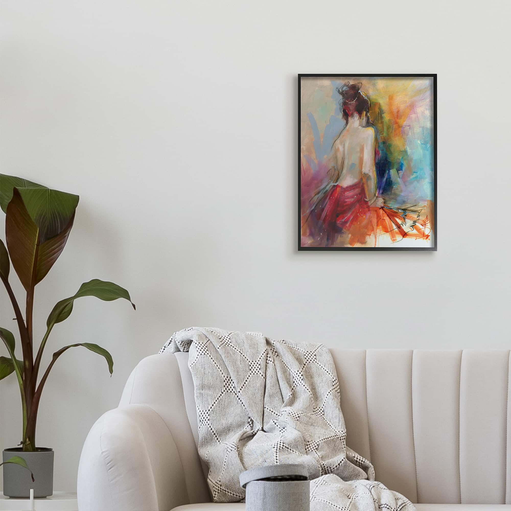 Stupell Industries Contemporary Female Pose Energetic Brush Strokes in Frame Wall Art