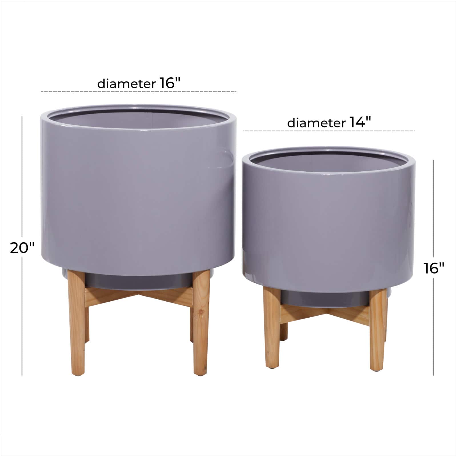 Gray Iron Contemporary Planter Set