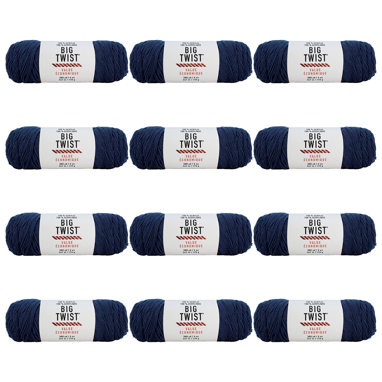 Buy in Bulk - 12 Pack: Big Twist® Value Yarn, Color: Varsity Navy