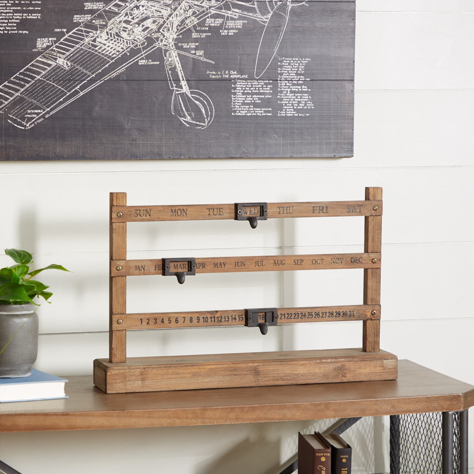 Brown Wood Farmhouse Wall Calendar, 14" x 22" x 4"