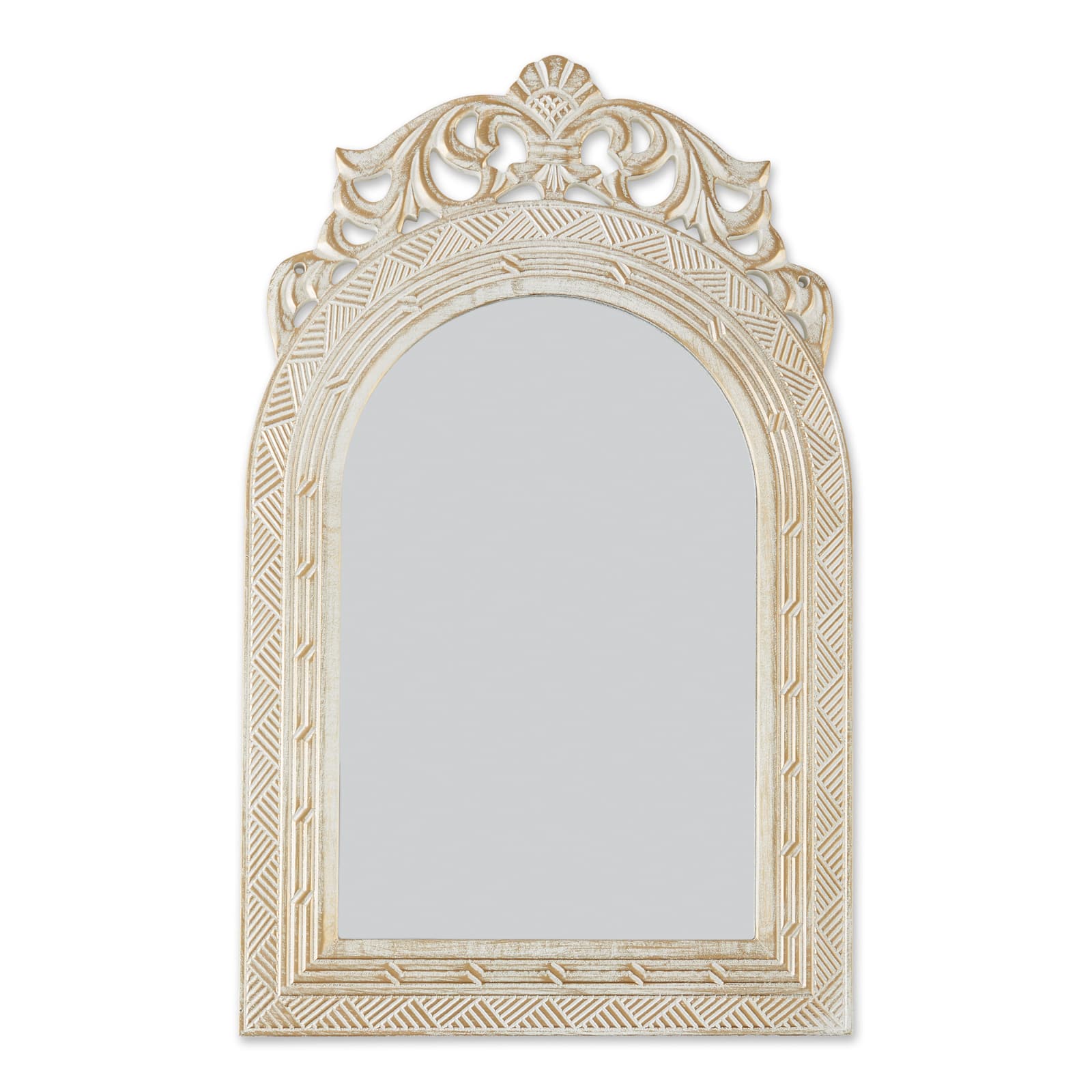Arched-Top Antique White Wall Mirror