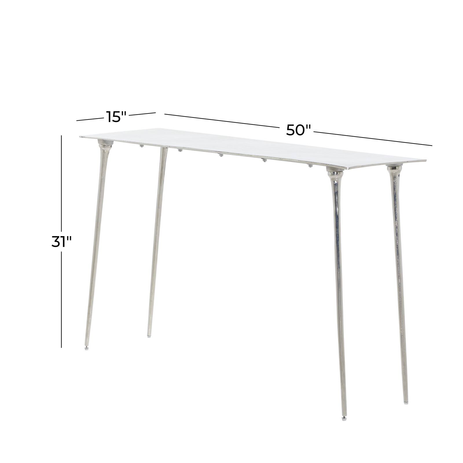 Silver Aluminum Glam Console Table, 50" x 15" x 31"