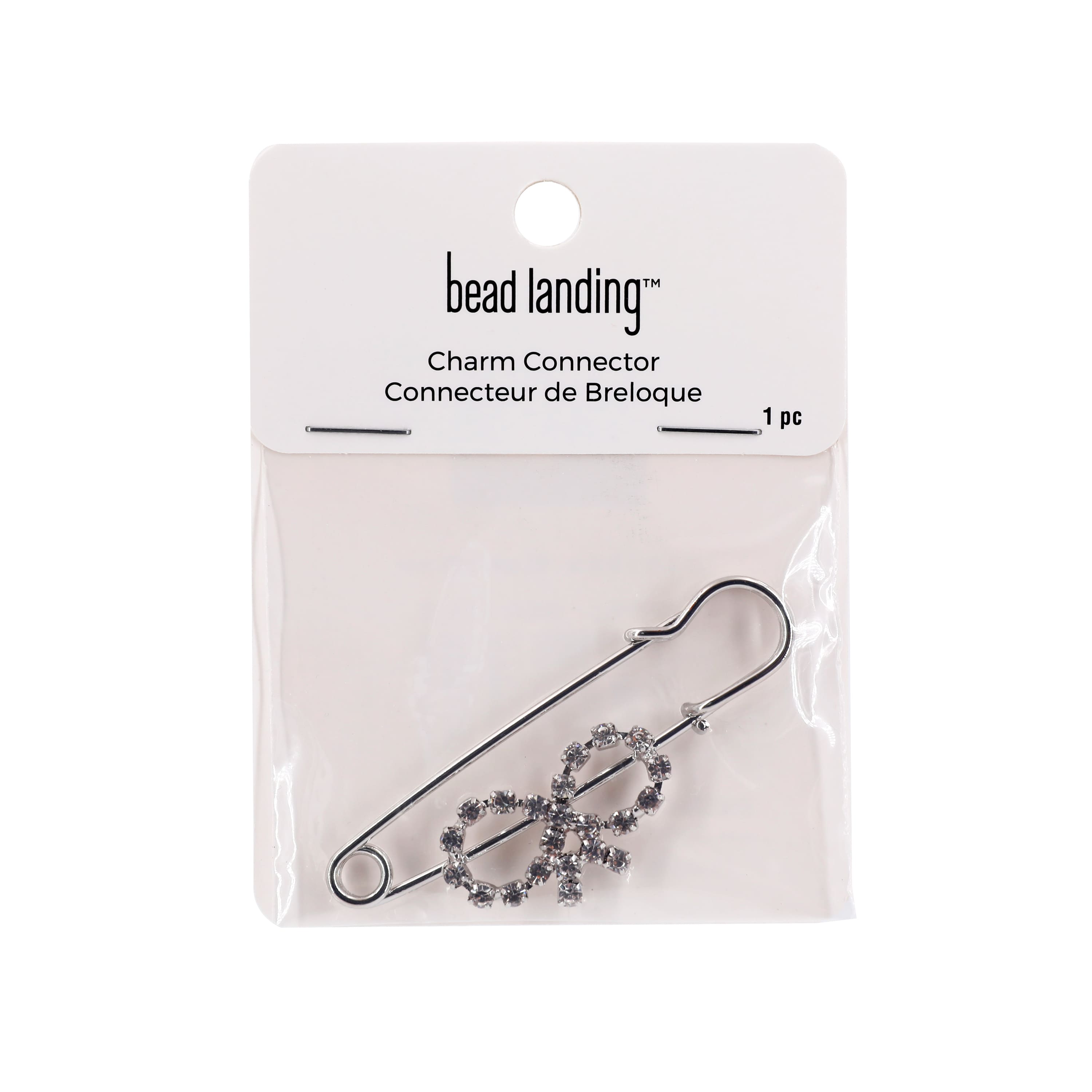 2.5" Rhinestone Bow Safety Pin Charm Connector by Bead Landing™