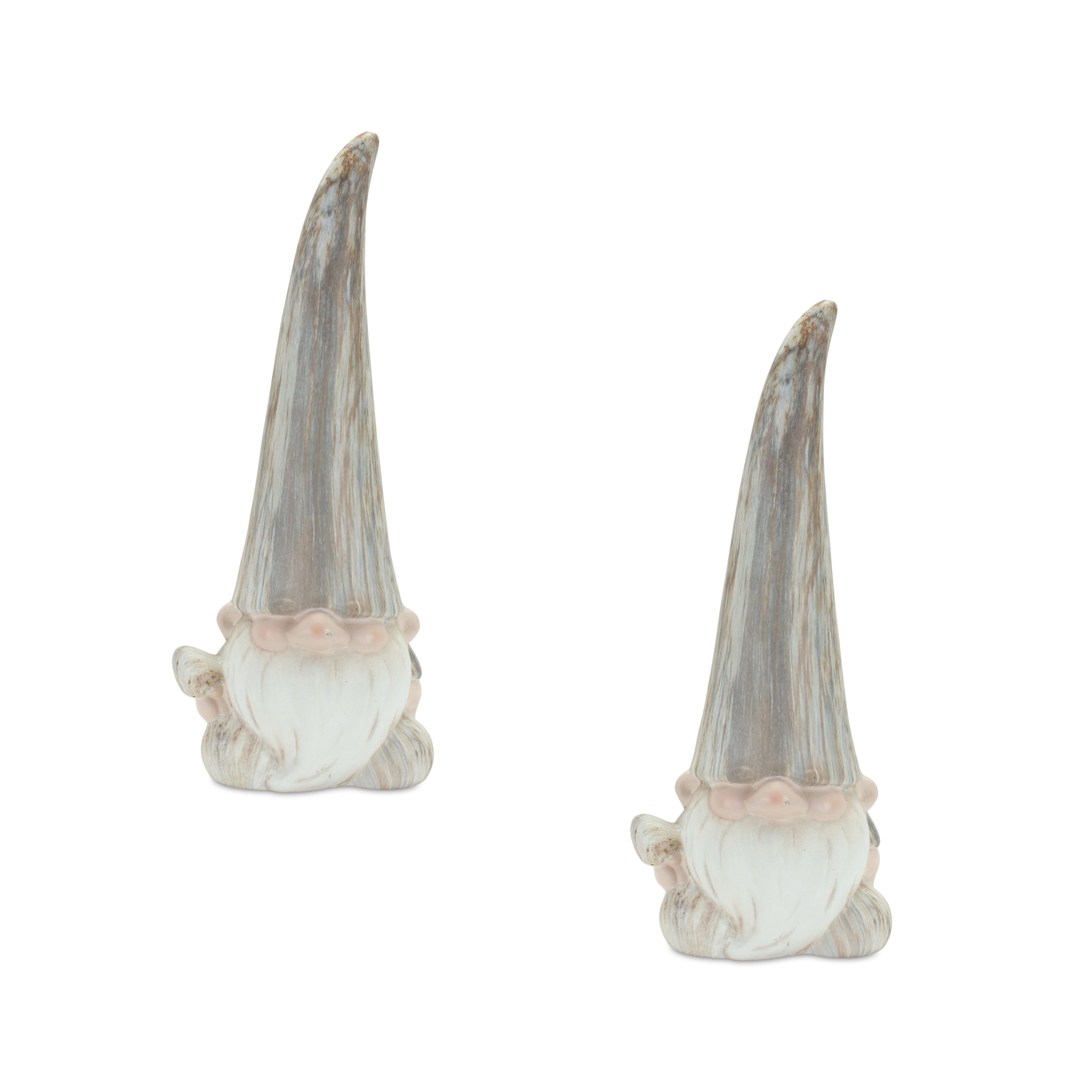 14.5" Modern Marble Finish Terra Cotta Gnome Figurines, 2ct.
