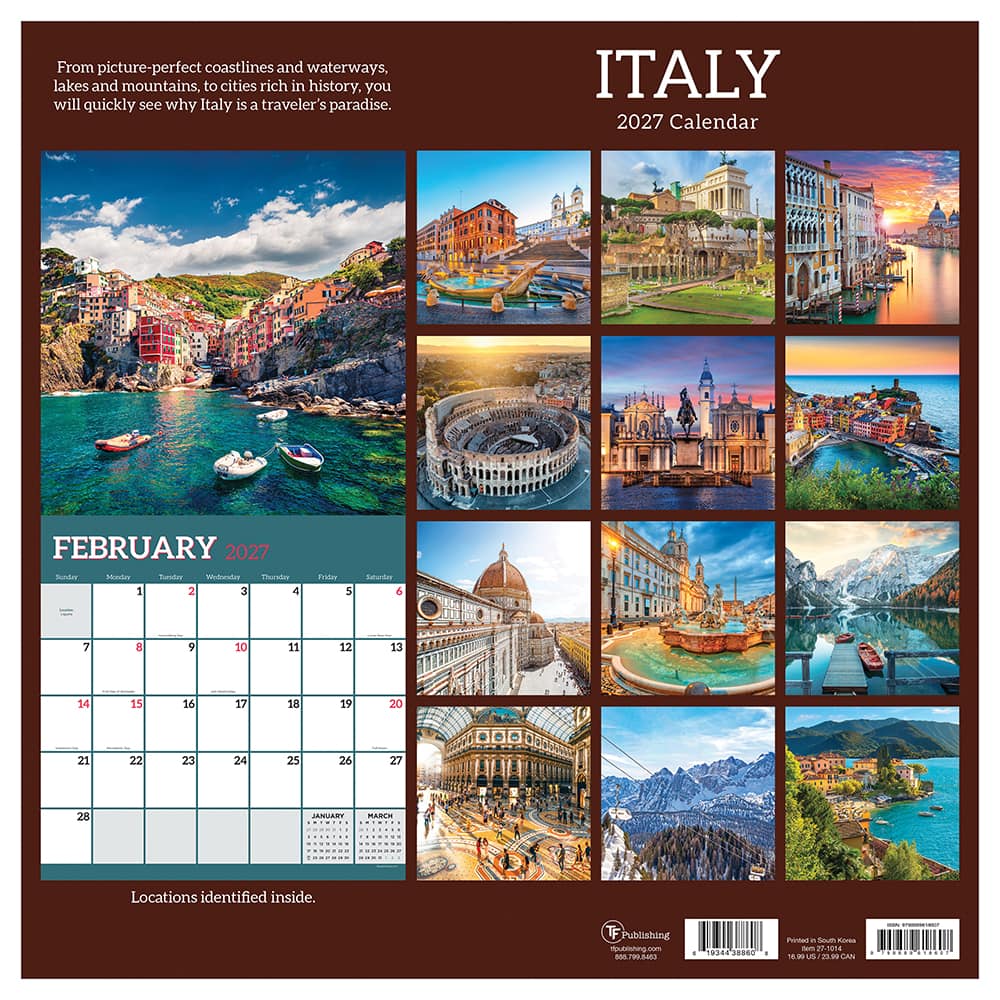 2027 Italy Wall Calendar