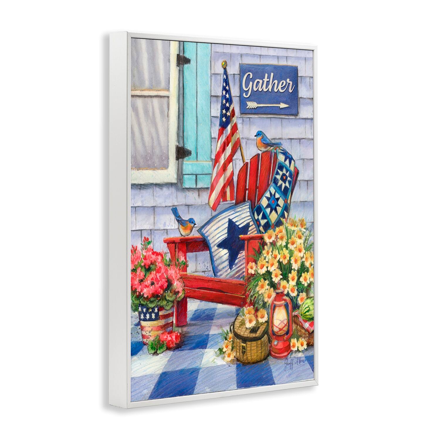 Stupell Industries Patriotic Porch View Framed Giclee Art
