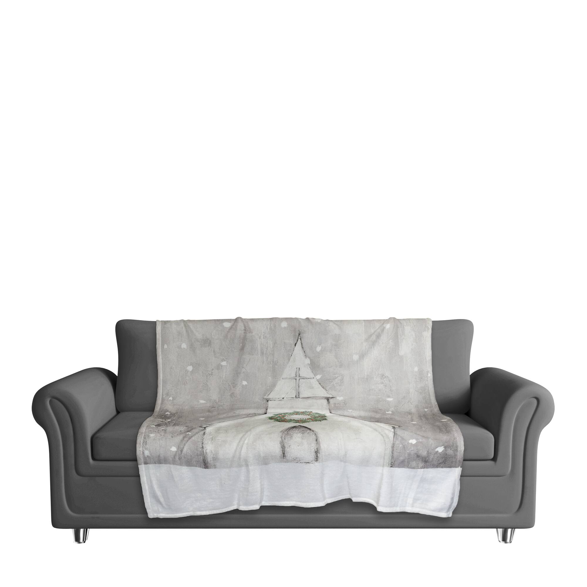 Gray Church 50x60 Coral Fleece Blanket
