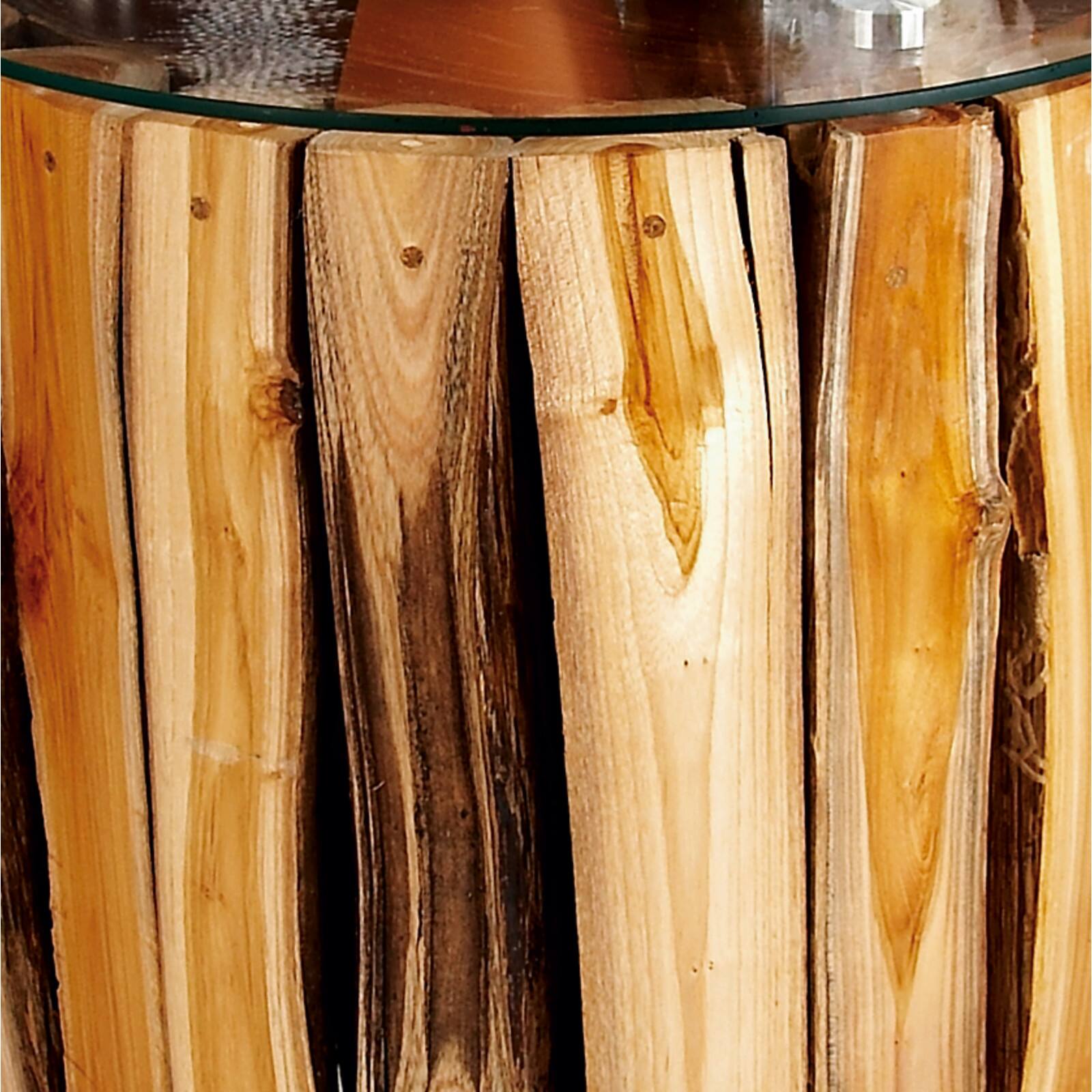 18" Brown Rustic Teak Wood Accent Table