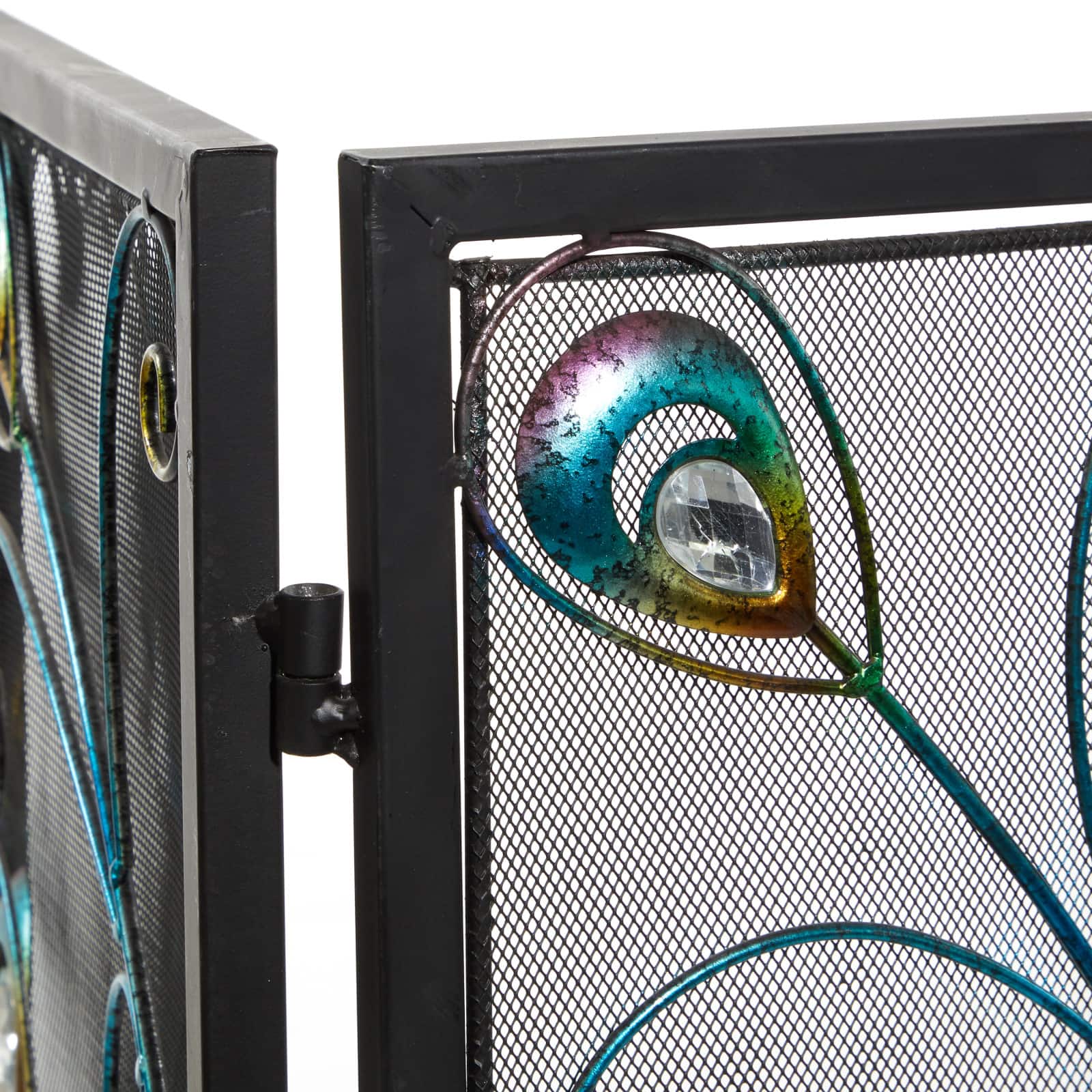 Black Metal Eclectic Fireplace Screen, 32" x 48" x 1"