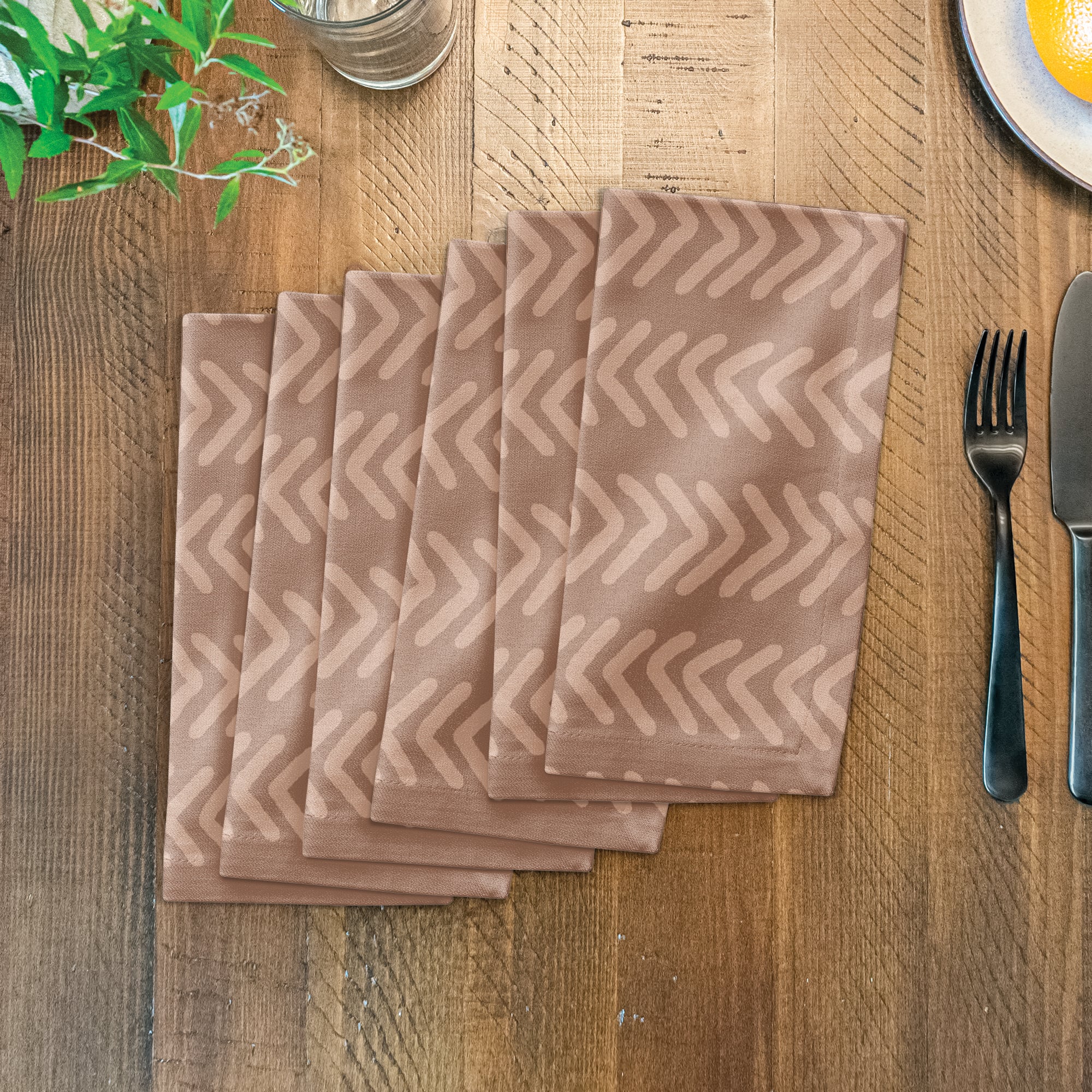 Tan Arrows 10" x 10" Cotton Twill Napkin