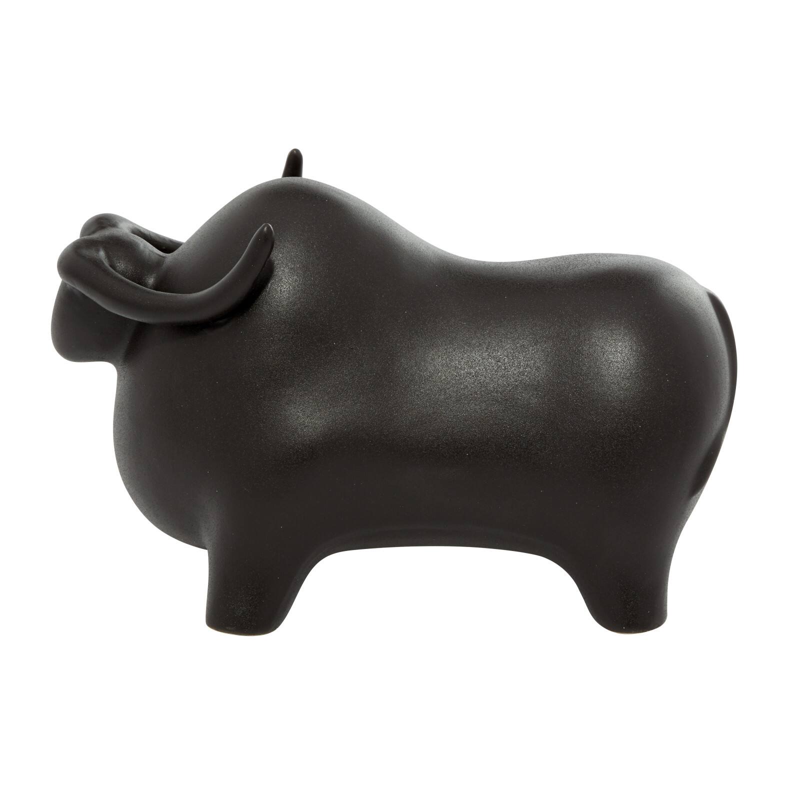 12" Black Contemporary Bull Sculpture