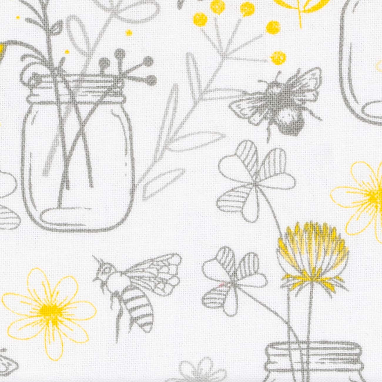 Gray & Yellow Mason Cotton Fabric by Loops & Threads™