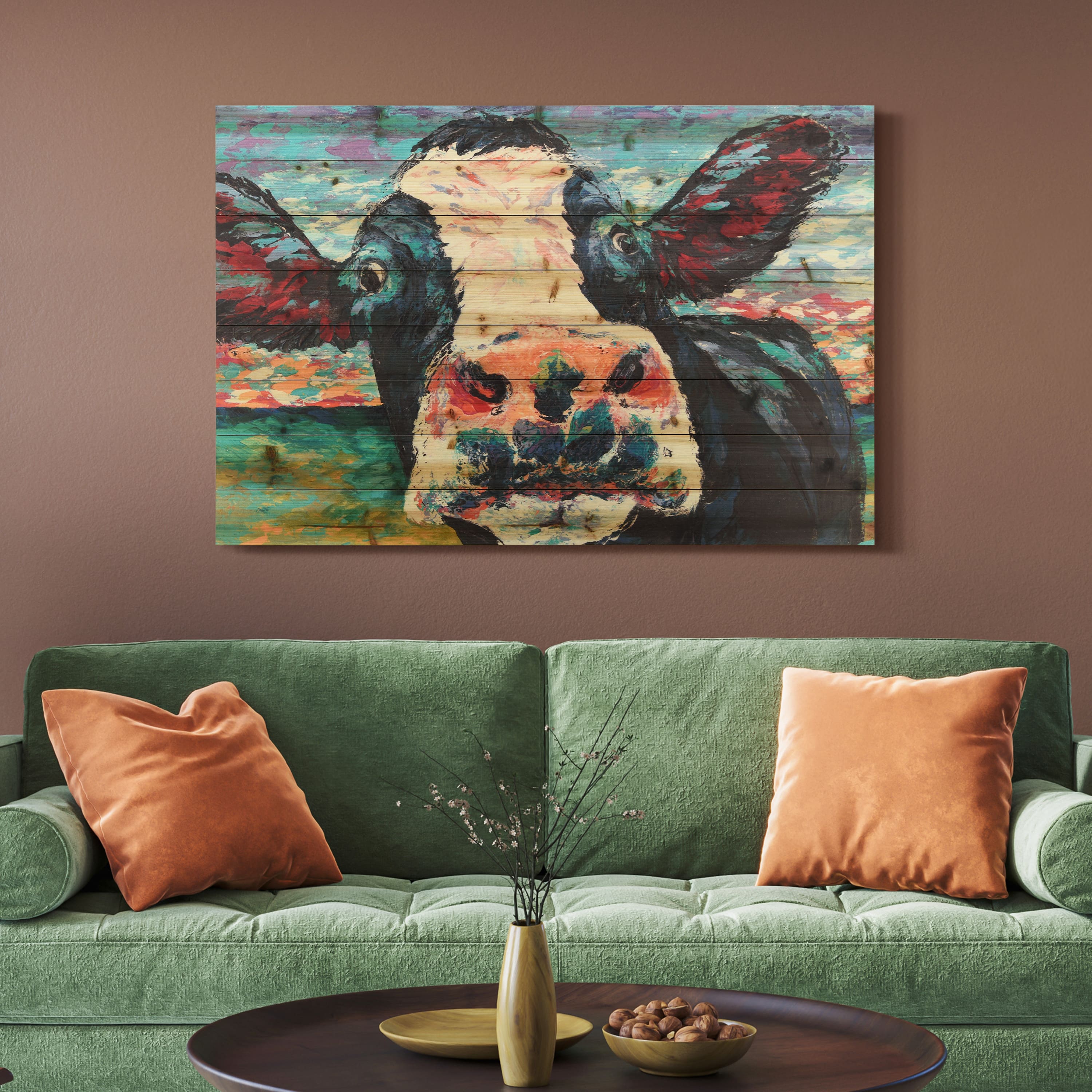 Empire Art Direct Arte de Legno 30" x 45" Curious Cow Wall Art