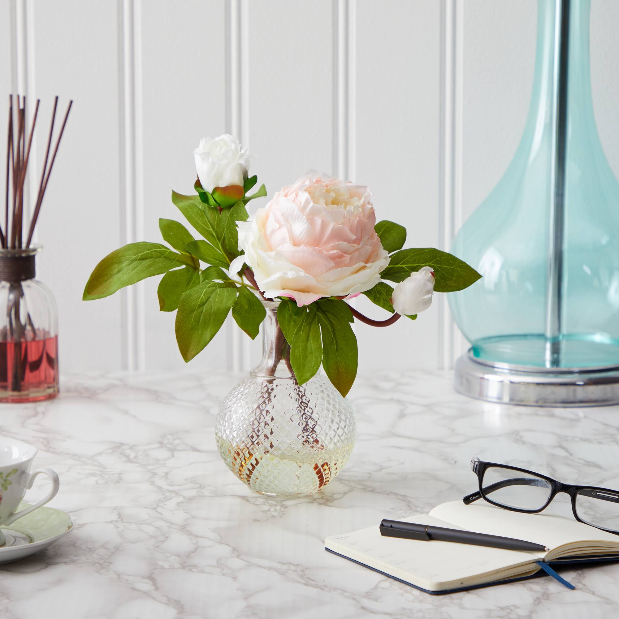 11'' Pink Peony Arrangement in Vase