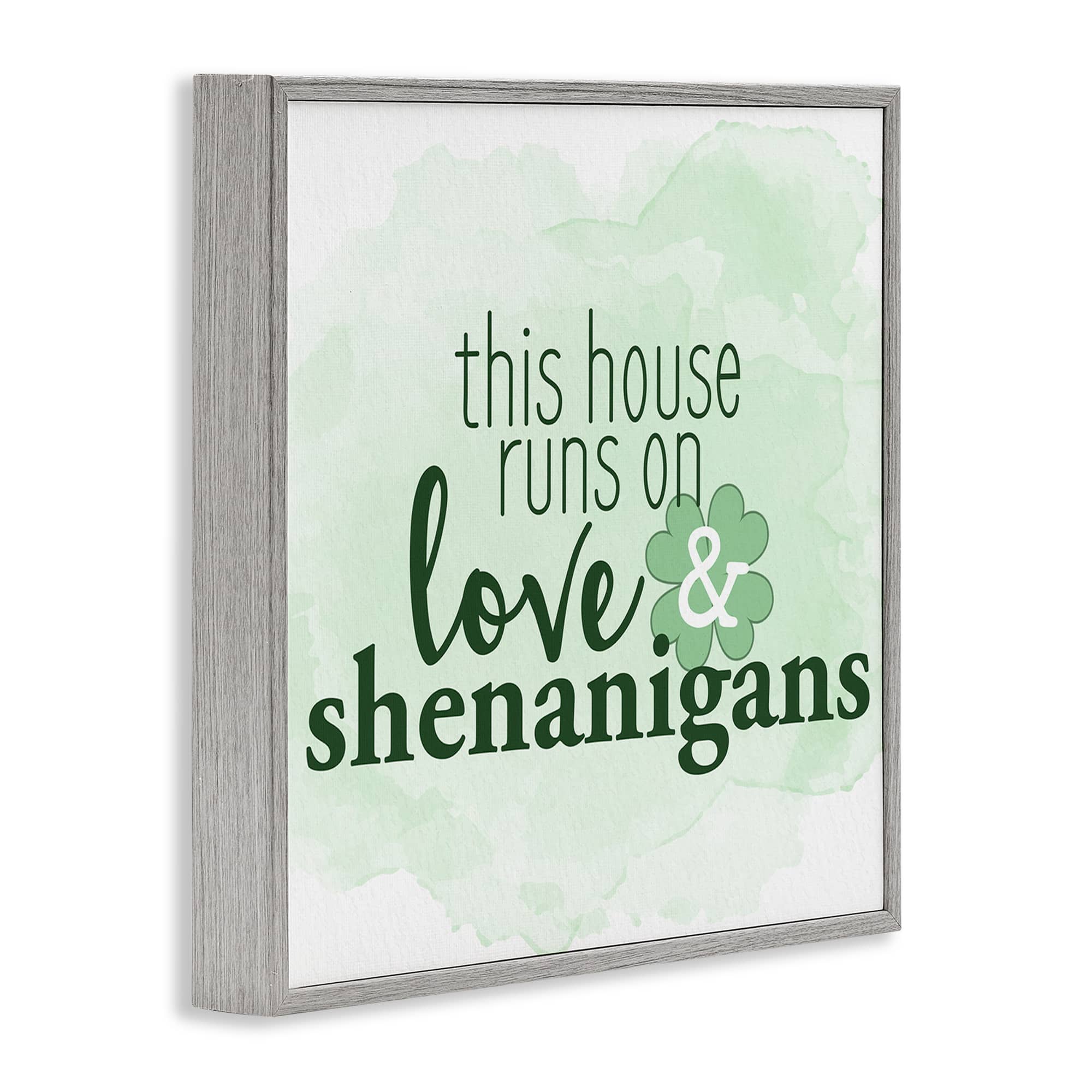 Stupell Industries Love & Shenanigans Family Shamrock Phrase Framed Giclee Art