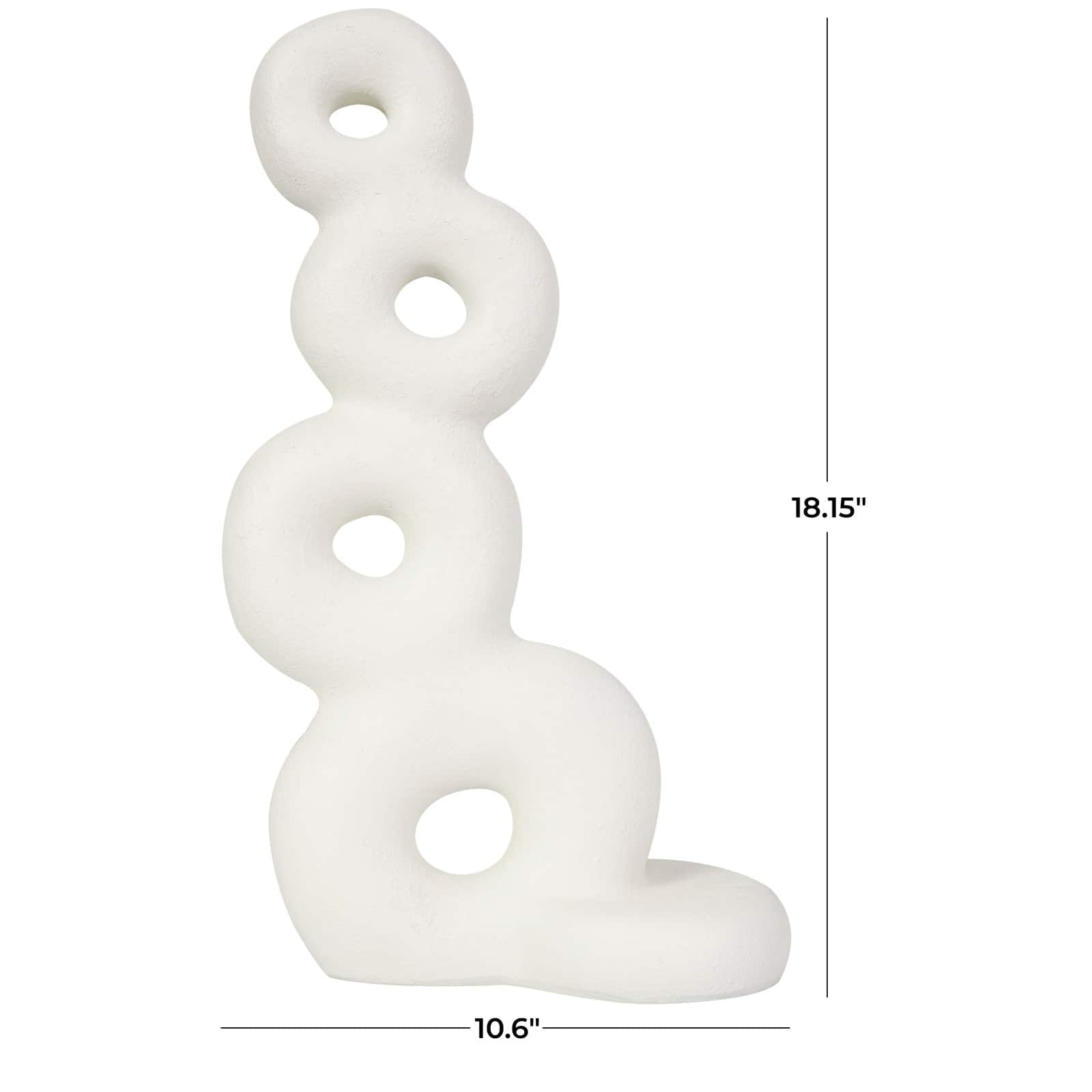 18" White Abstract Stacked Circle Ring Sculpture