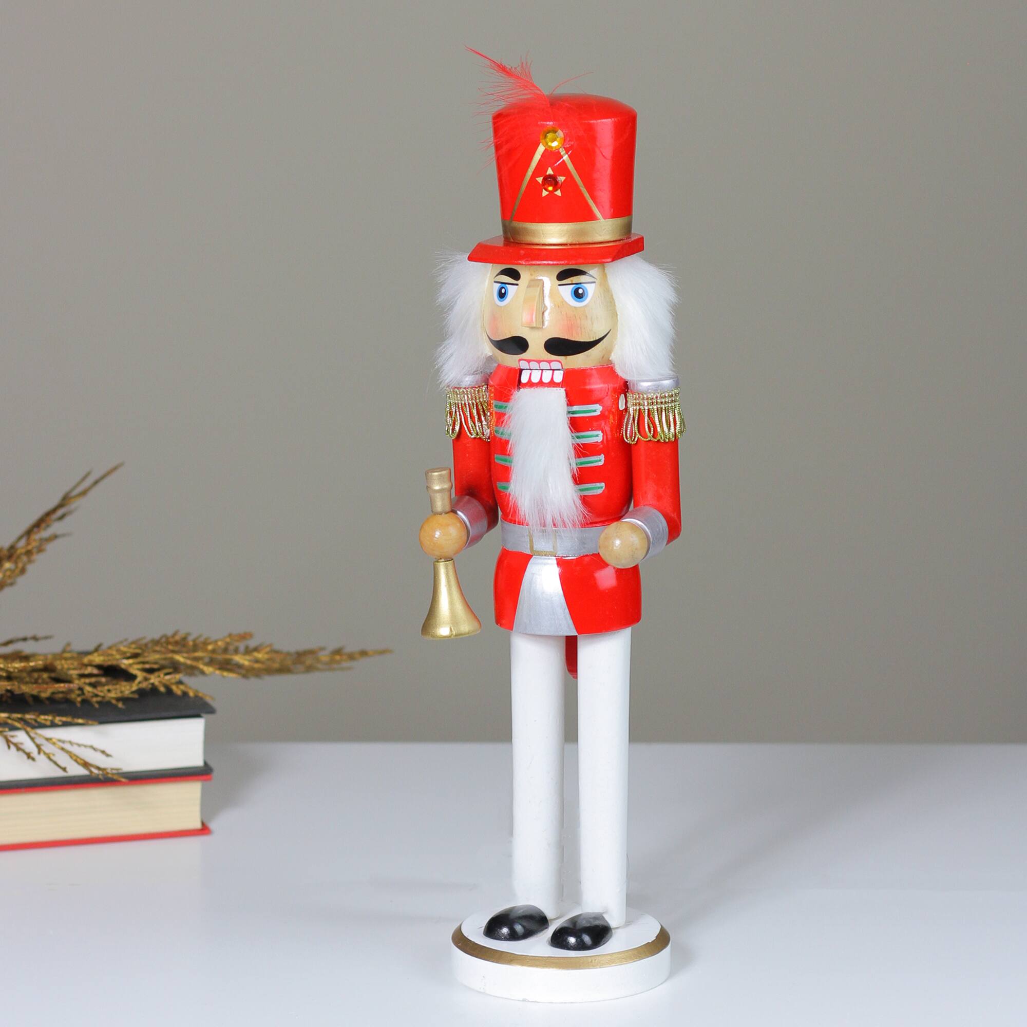 14" Wooden Nutcracker with Horn