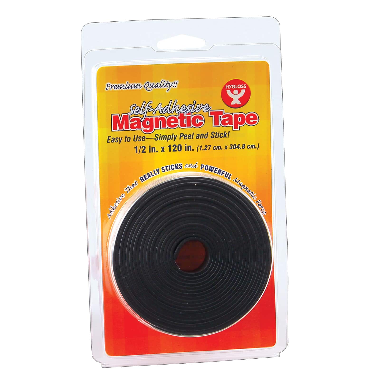 Hygloss Self-Adhesive Magnetic Strips, 0.5" x 120" Per Roll, 6 rolls