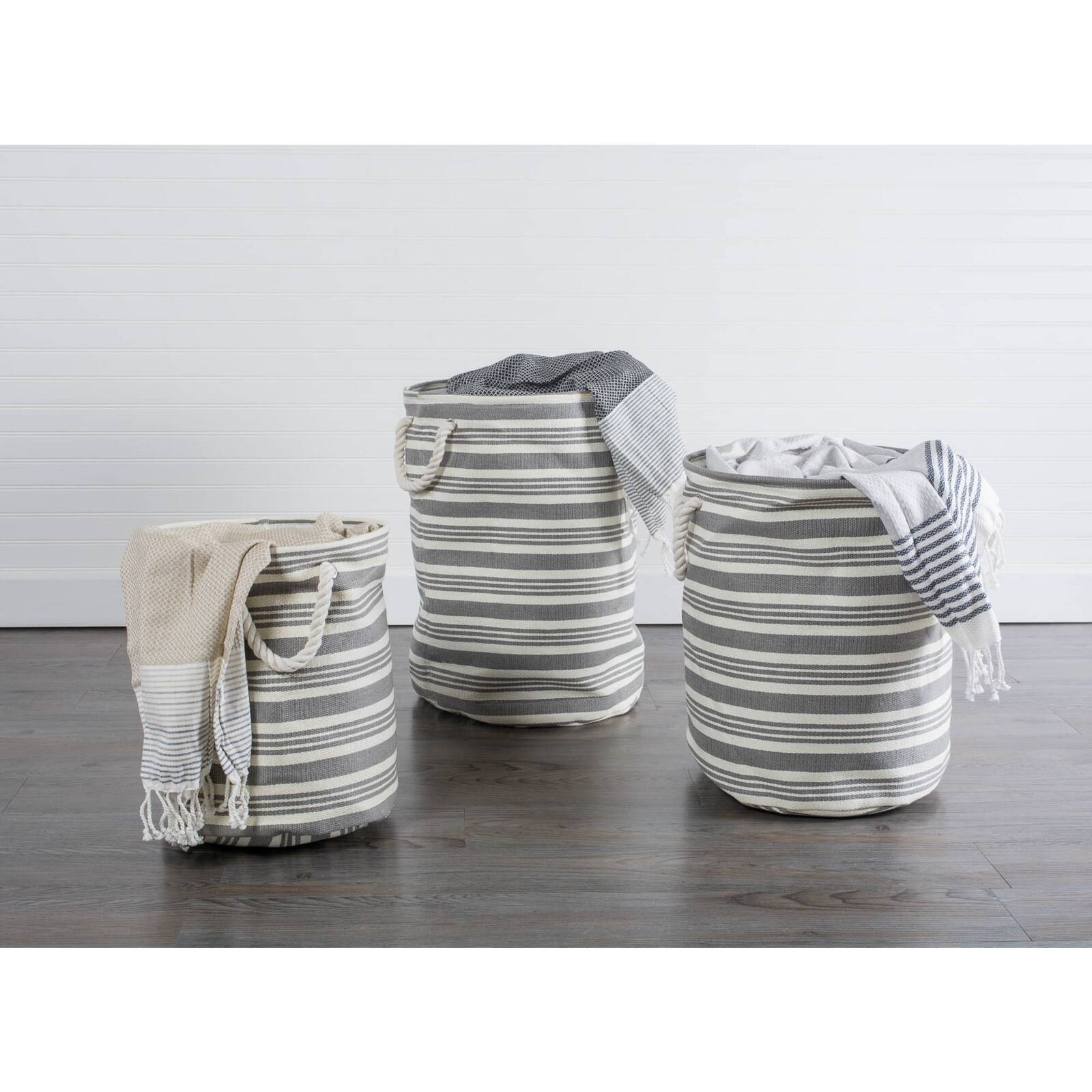 DII® 14" Stripe Woven Paper Storage Bin