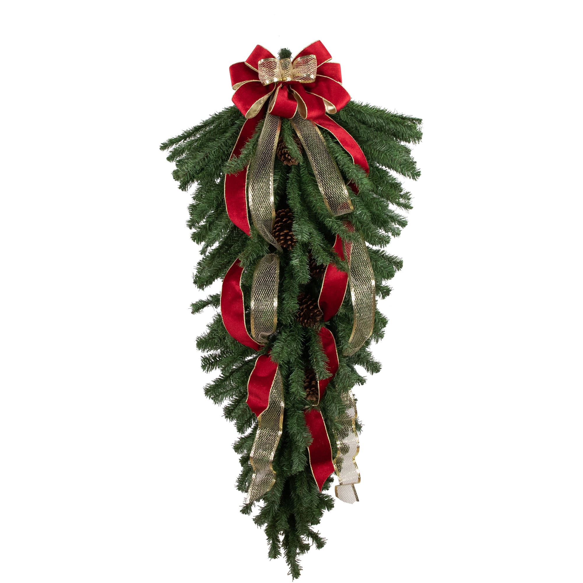 2.5" x 10yd. Red & Gold Wired Christmas Craft Ribbon Spools, 12ct.