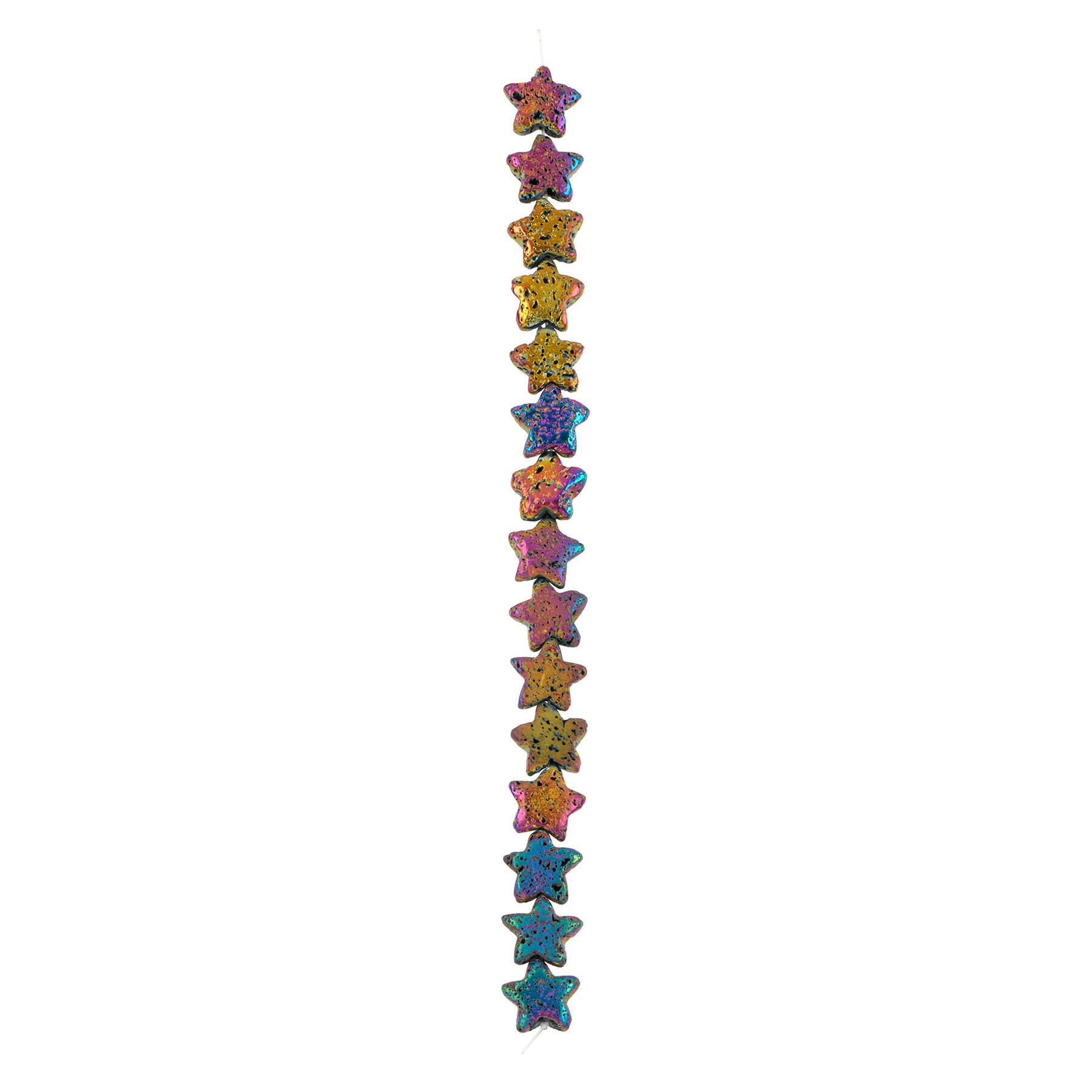 13.5mm Multicolour Star Plated Lava Beads by Bead Landing™
