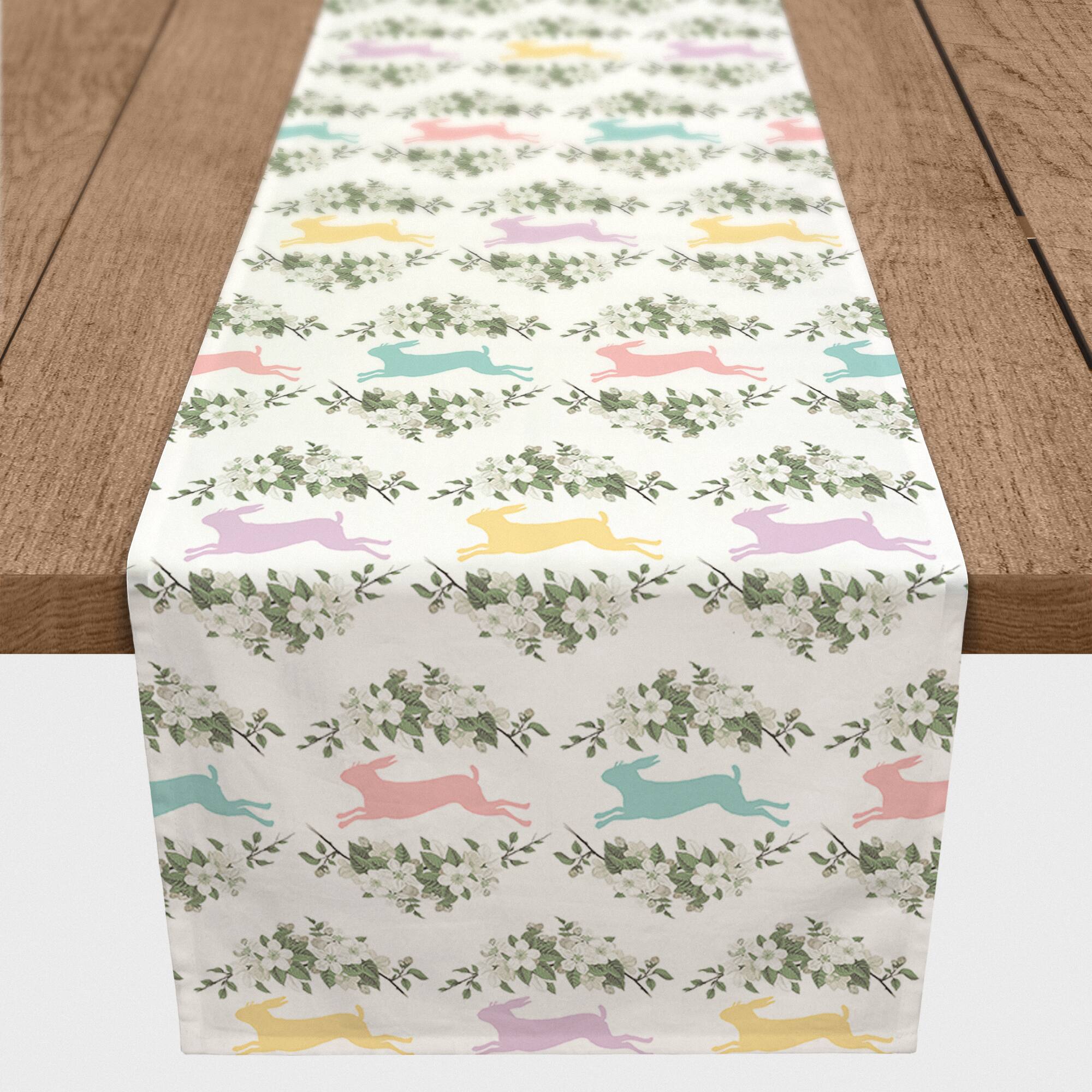 72'' Pastel Rabbits Table Runner
