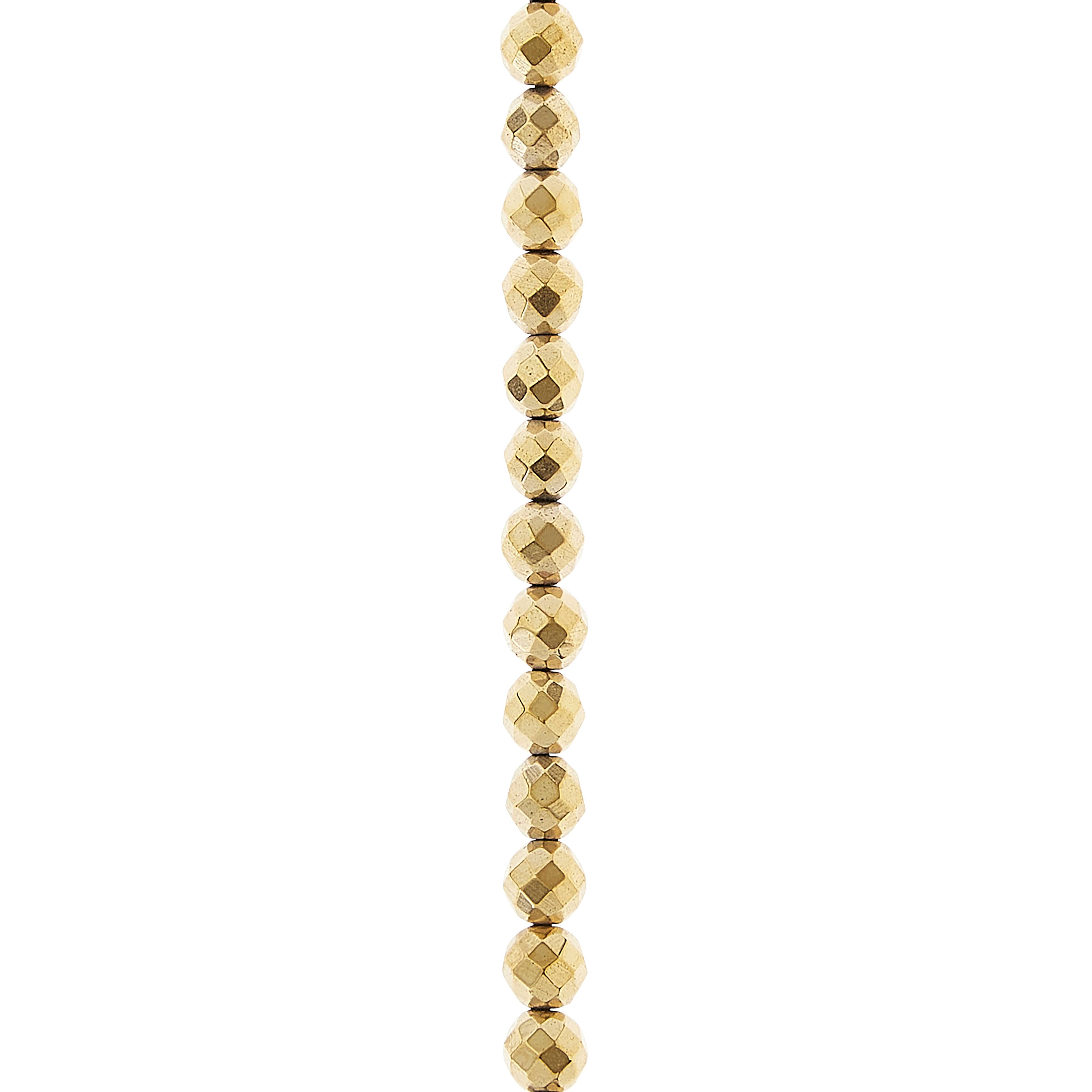 12 Pack:  Gold Faceted Luster Hematite Round Beads, 6mm by Bead Landing™