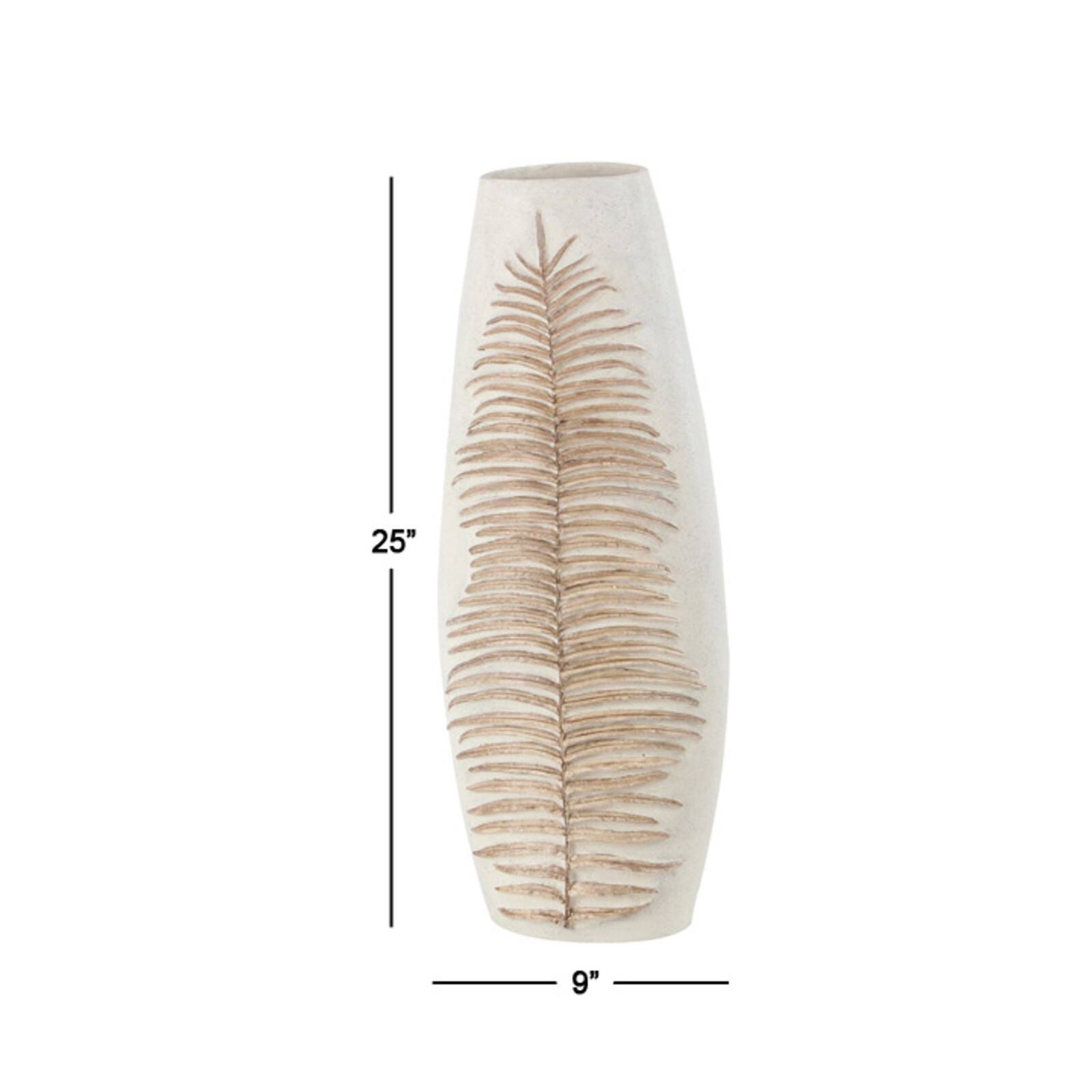 White Polystone Boho Style Vase, 25" x 9" x 8"