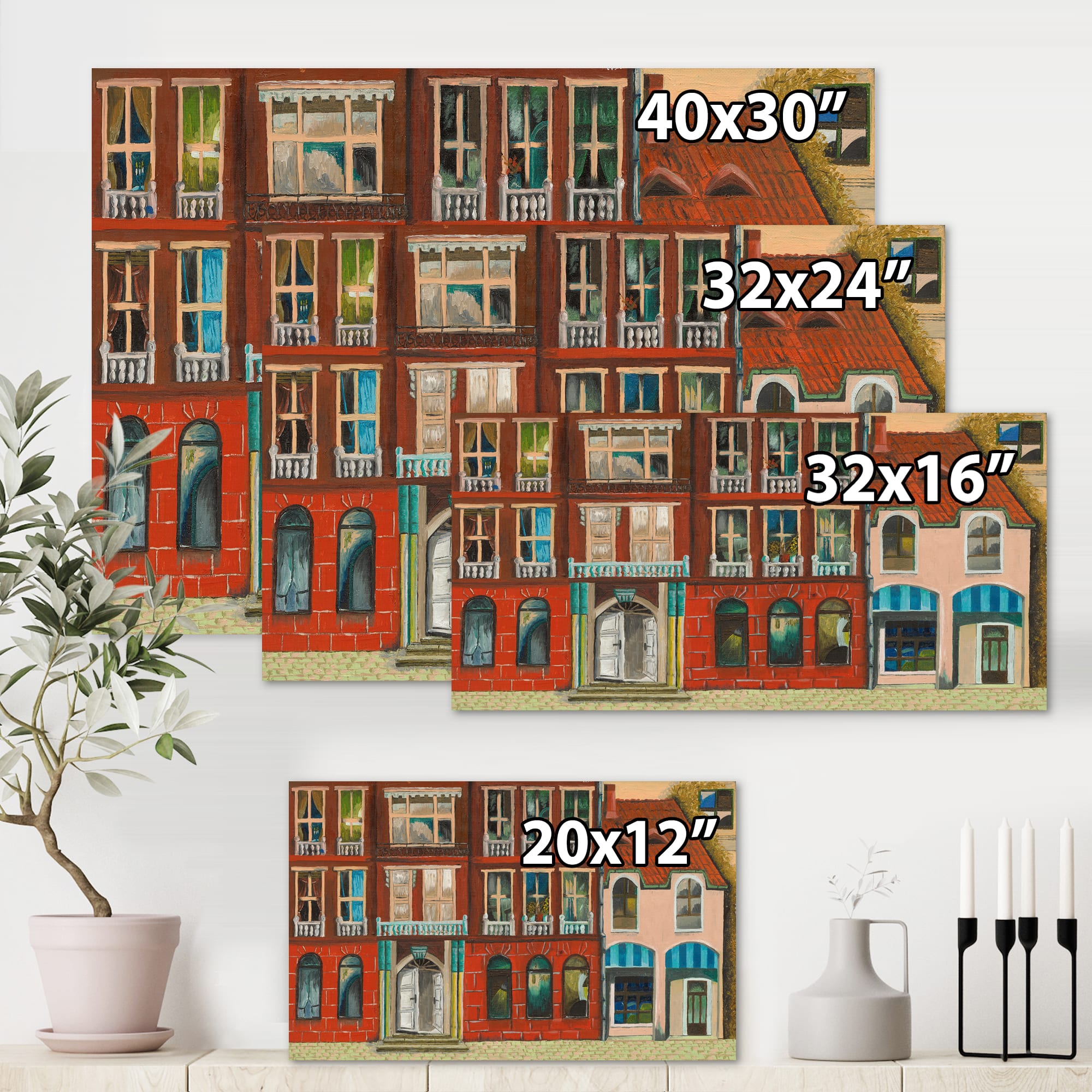 Designart - Red Facade of Shop In Paris I - French Country Canvas Wall Art Print