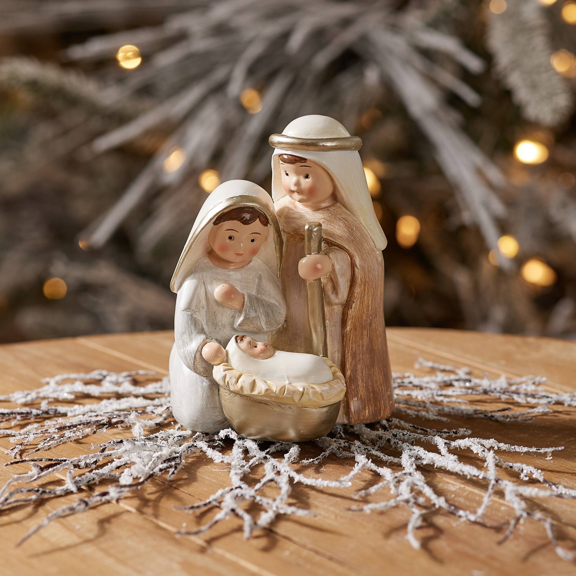 Melrose 5.75" Neutral Toned Holy Family Nativity Figurines, 4ct.