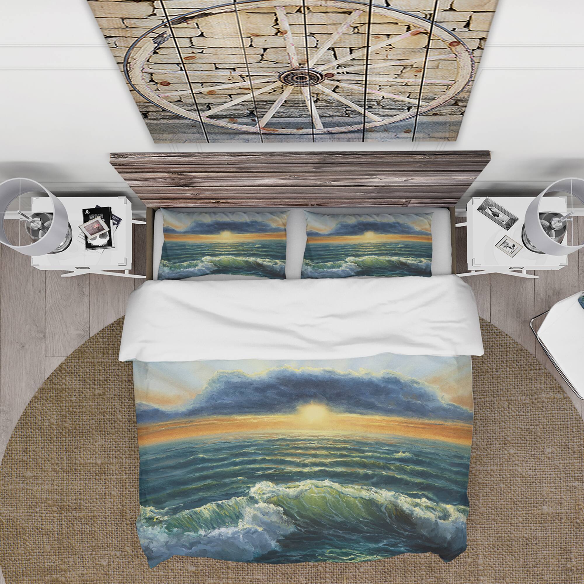 Designart 'Sunset Over Cloudy ocean' Sea & Shore Bedding Set - Duvet Cover & Shams