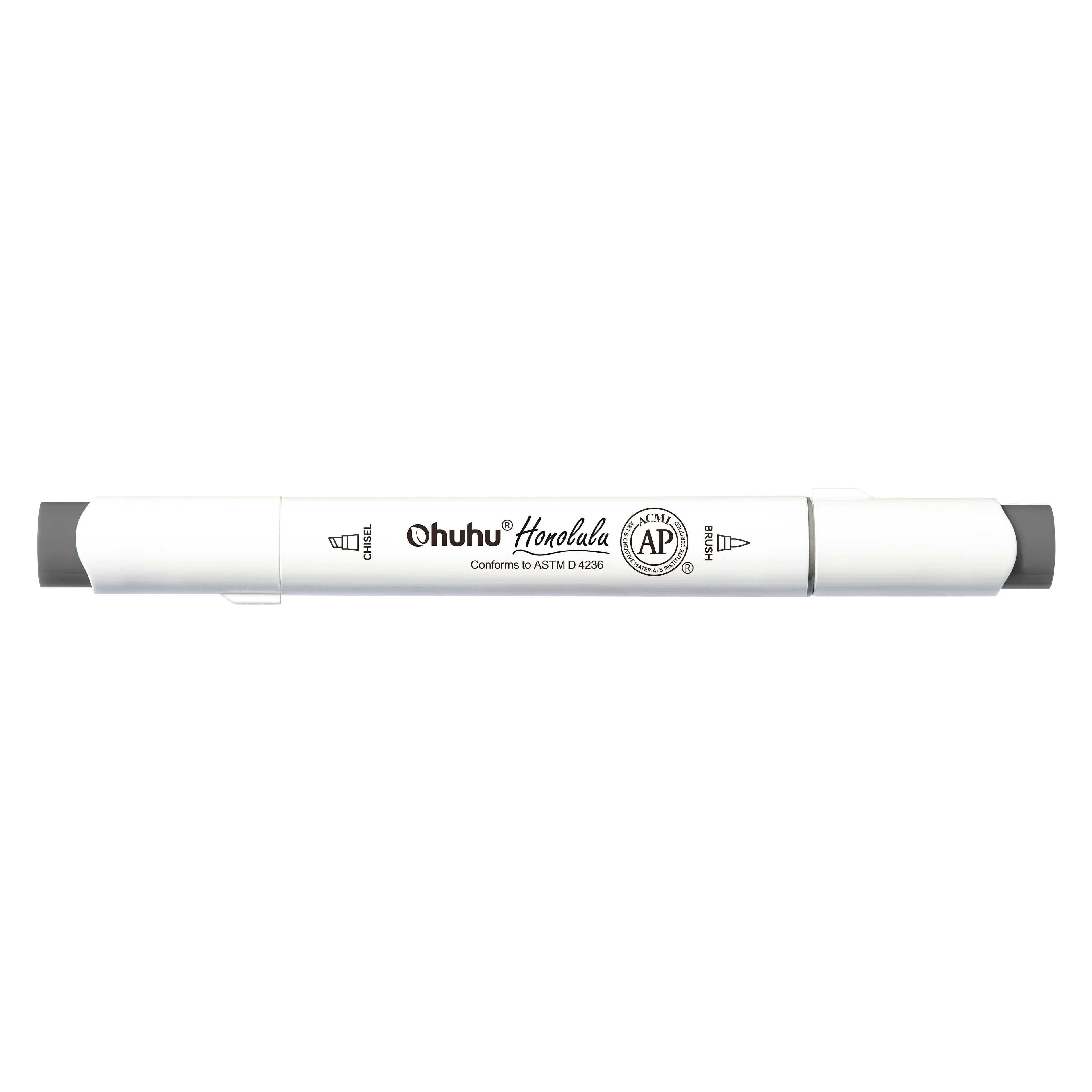 ピカ子ブラシ O!CIRCLE ハワイ Ohuhu® Honolulu Brush & Chisel Dual Tip Marker, Color: WG38 Caviar