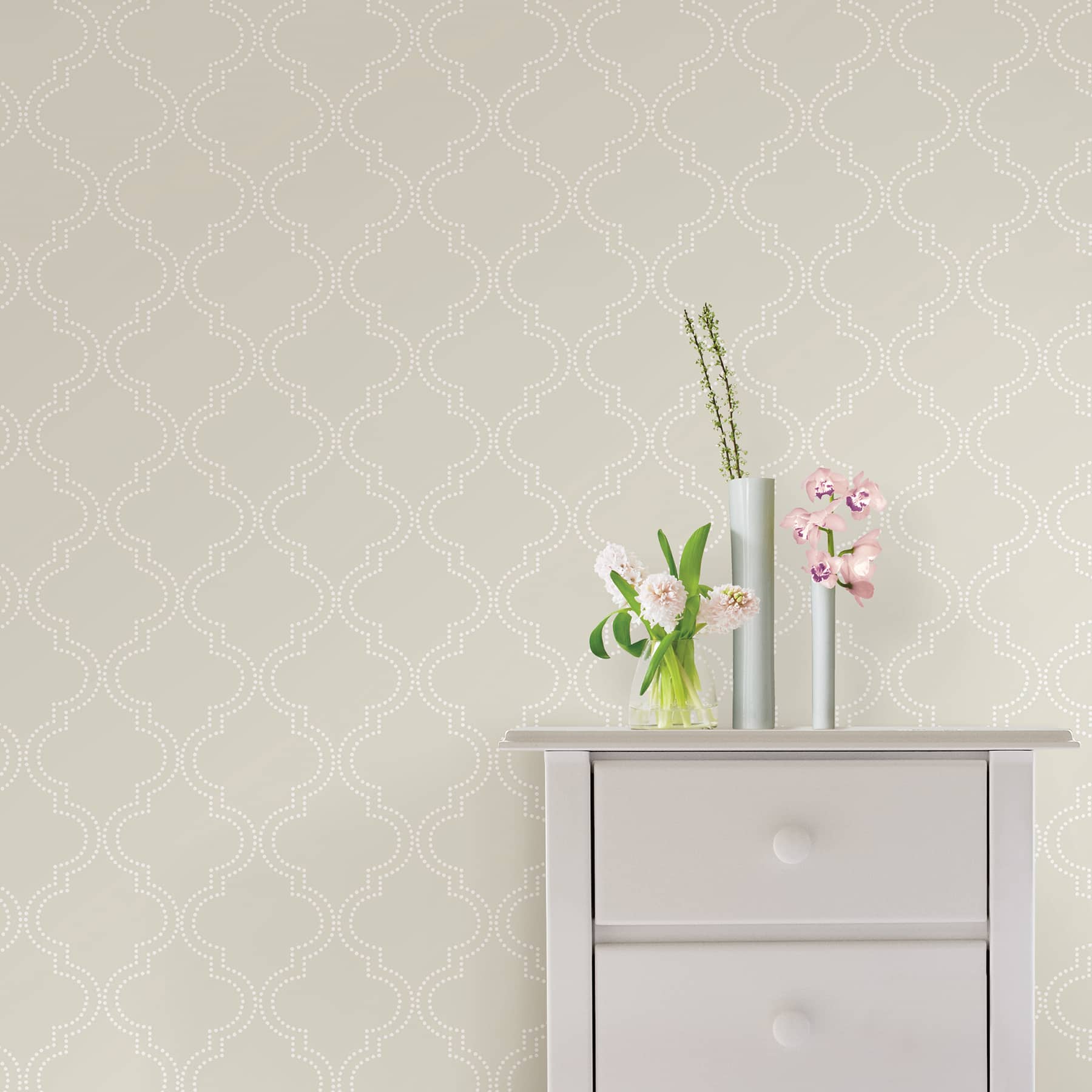 NuWallpaper Taupe Quatrefoil Peel & Stick Wallpaper