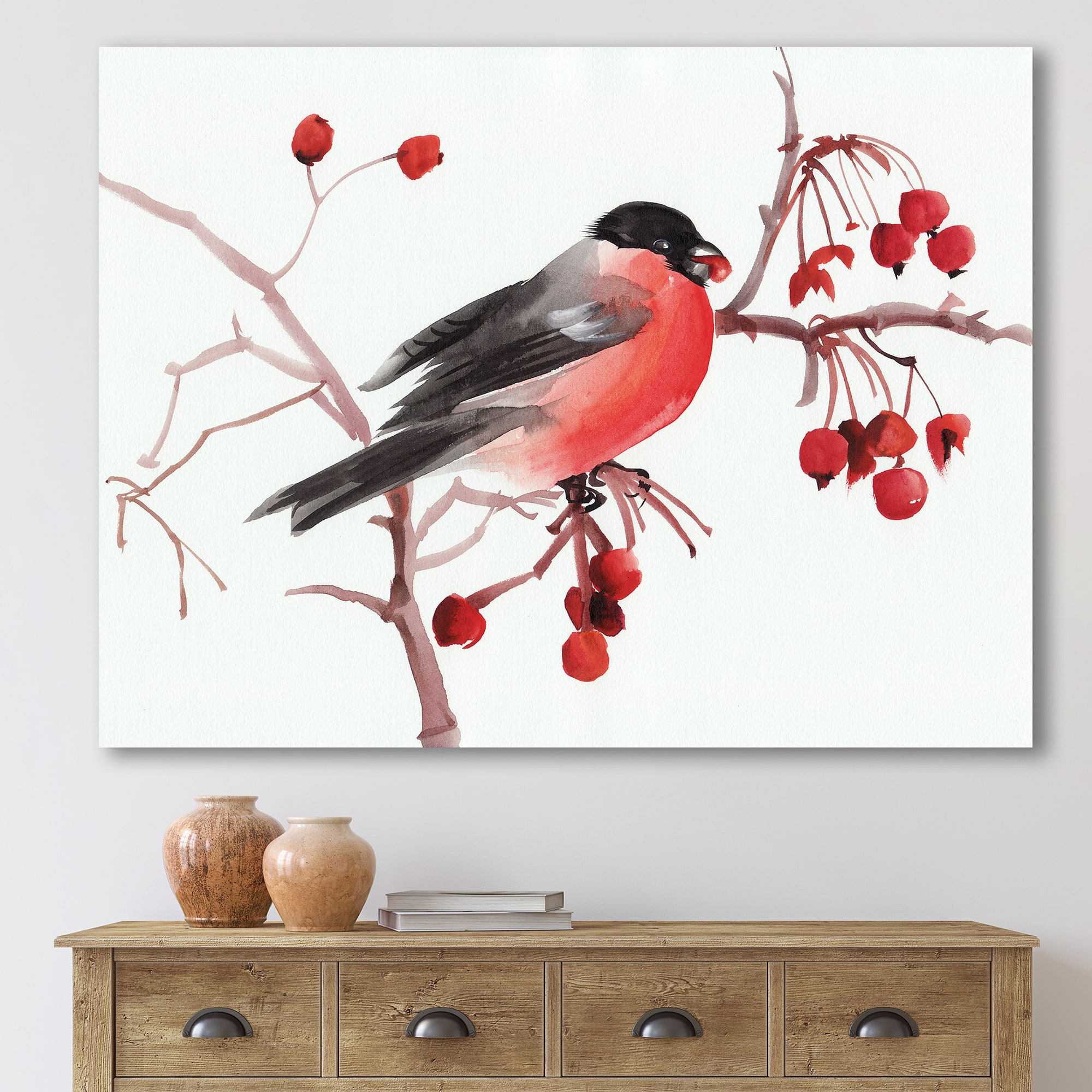 Designart - Bullfinch Bird On A Branch
