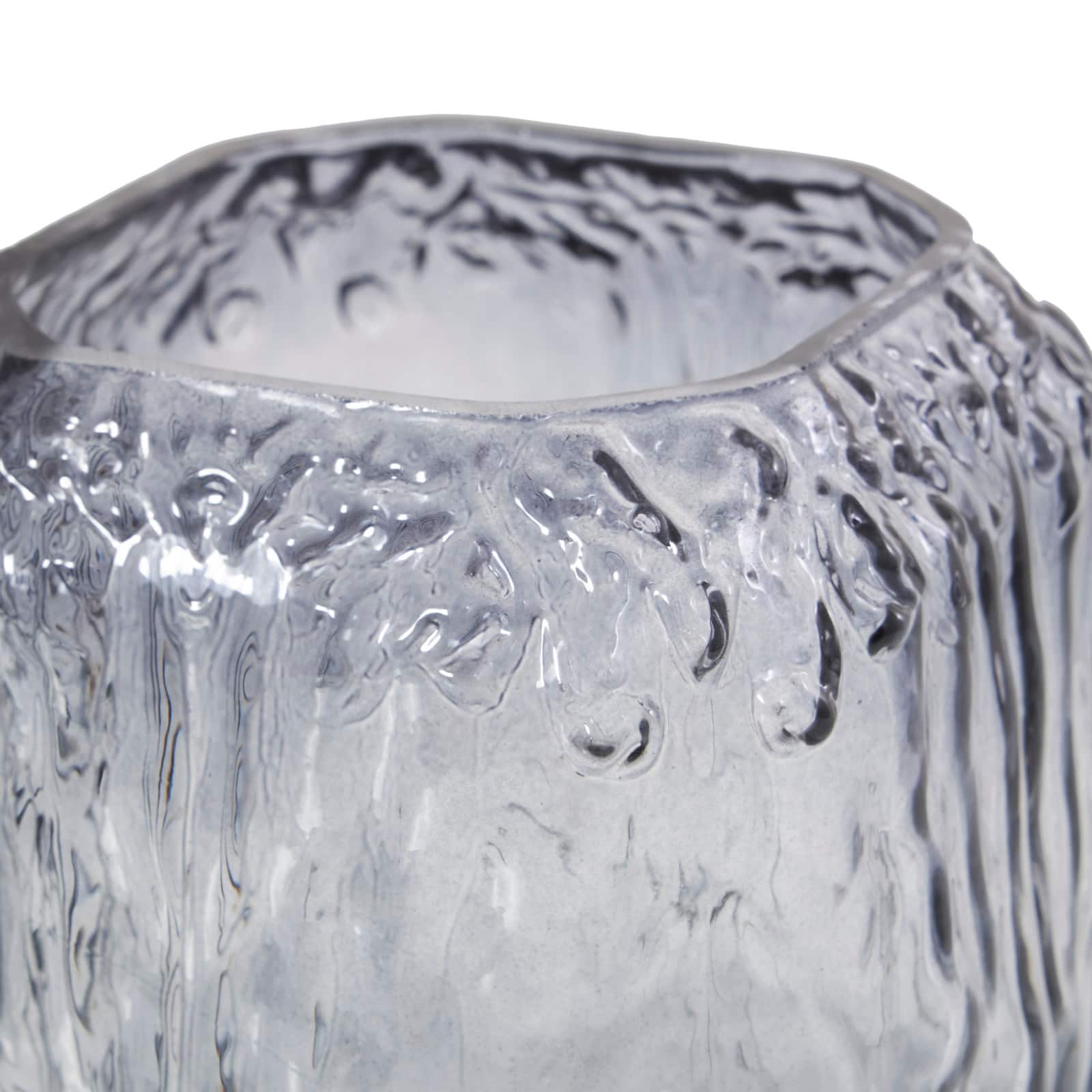7" Gray Abstract Square Ombre Glass Vase
