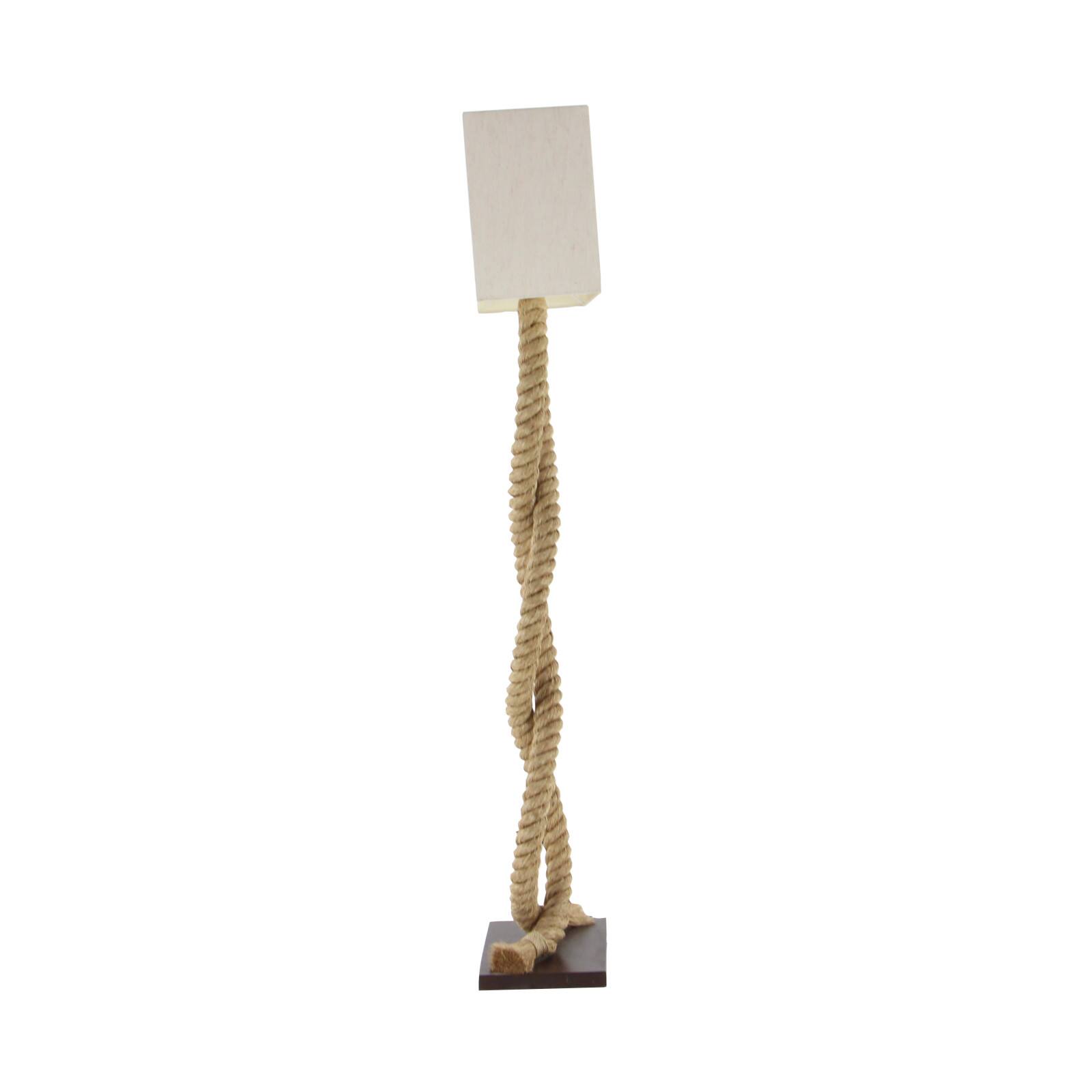 Brown Jute Rope and Iron Rustic Floor Lamp, 63" x 20" x 9"