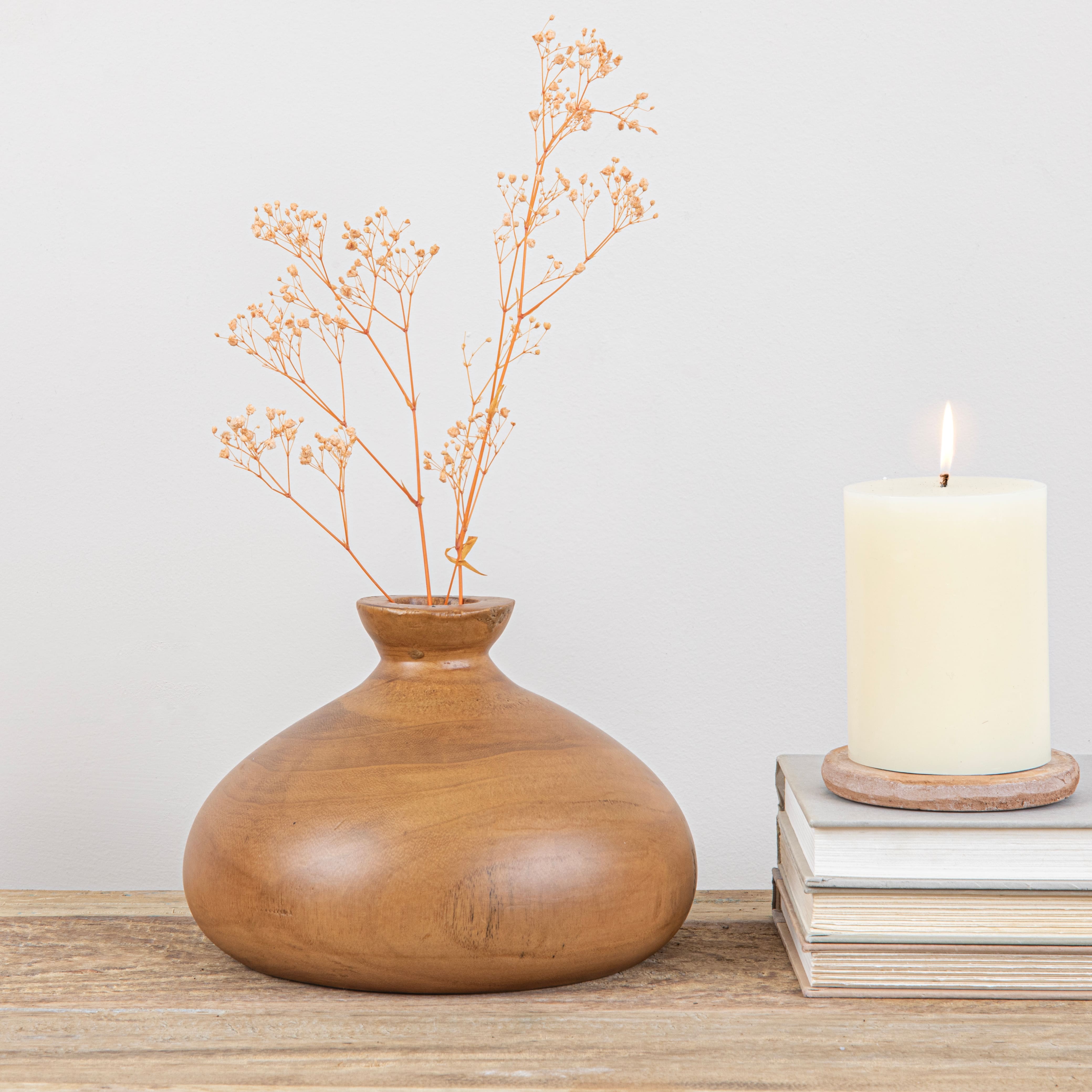 Hello Honey® 5" Walnut Finish Decorative Paulownia Wood Vase