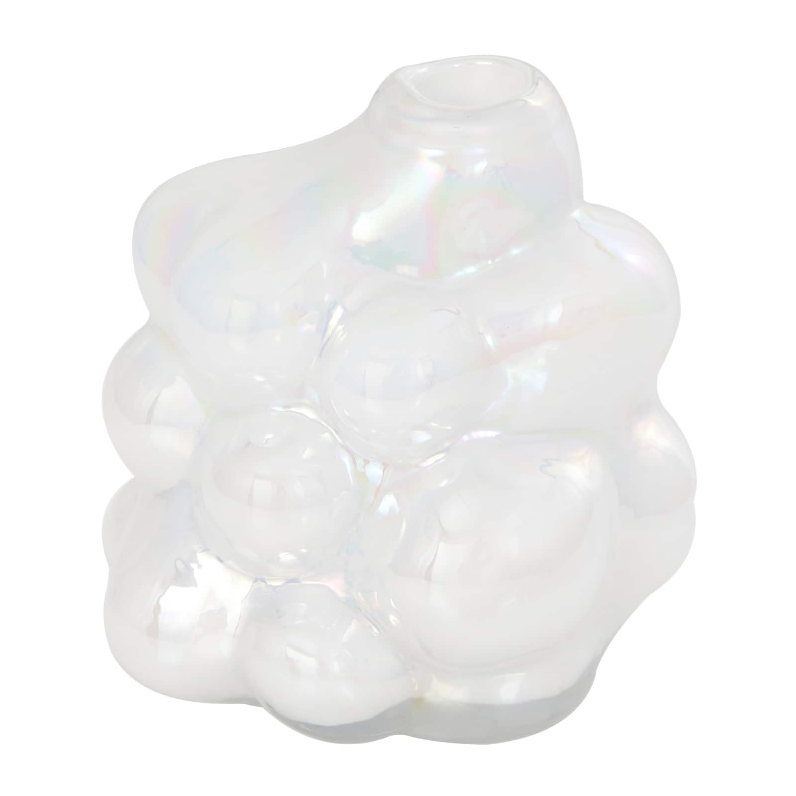 8" Clear Abstract Handmade Bubble Glass Vase