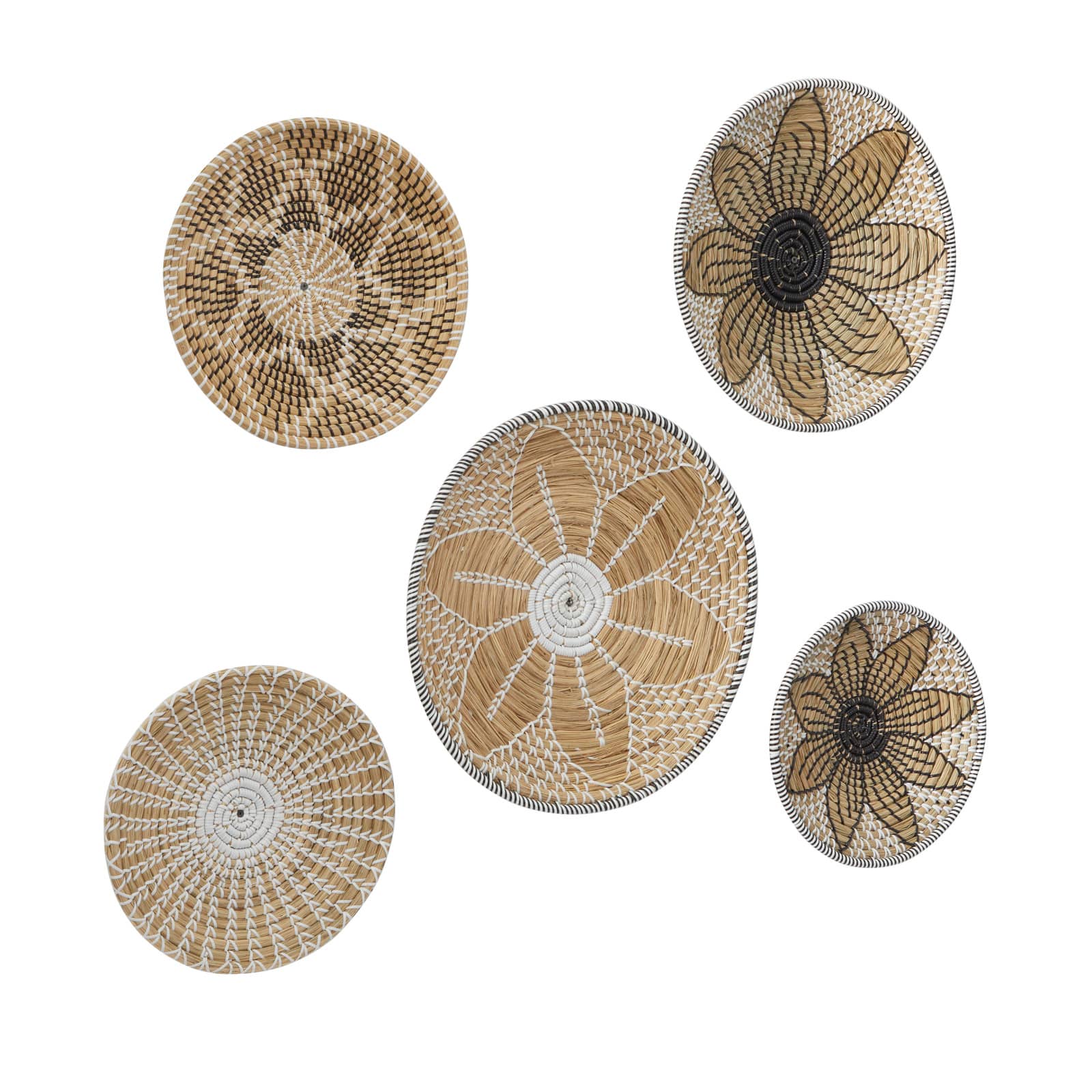 Brown Seagrass Bohemian Wall Decor, Set of 5 13", 19", 16", 14"