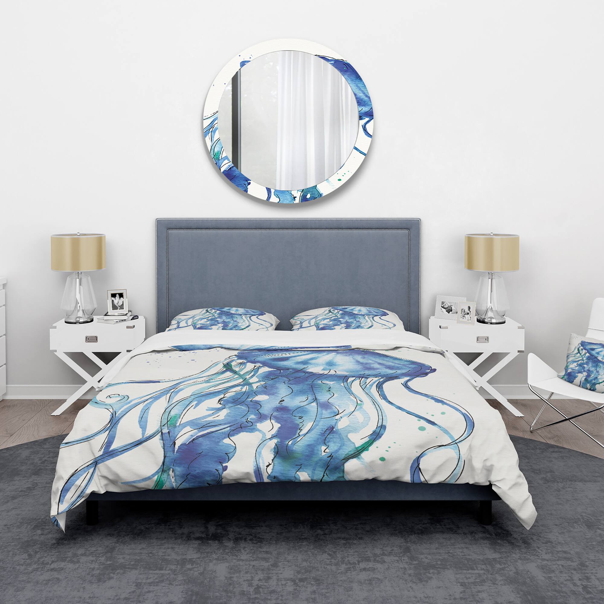 Designart 'Blue Deep Sea X' Coastal Bedding Set - Duvet Cover & Shams