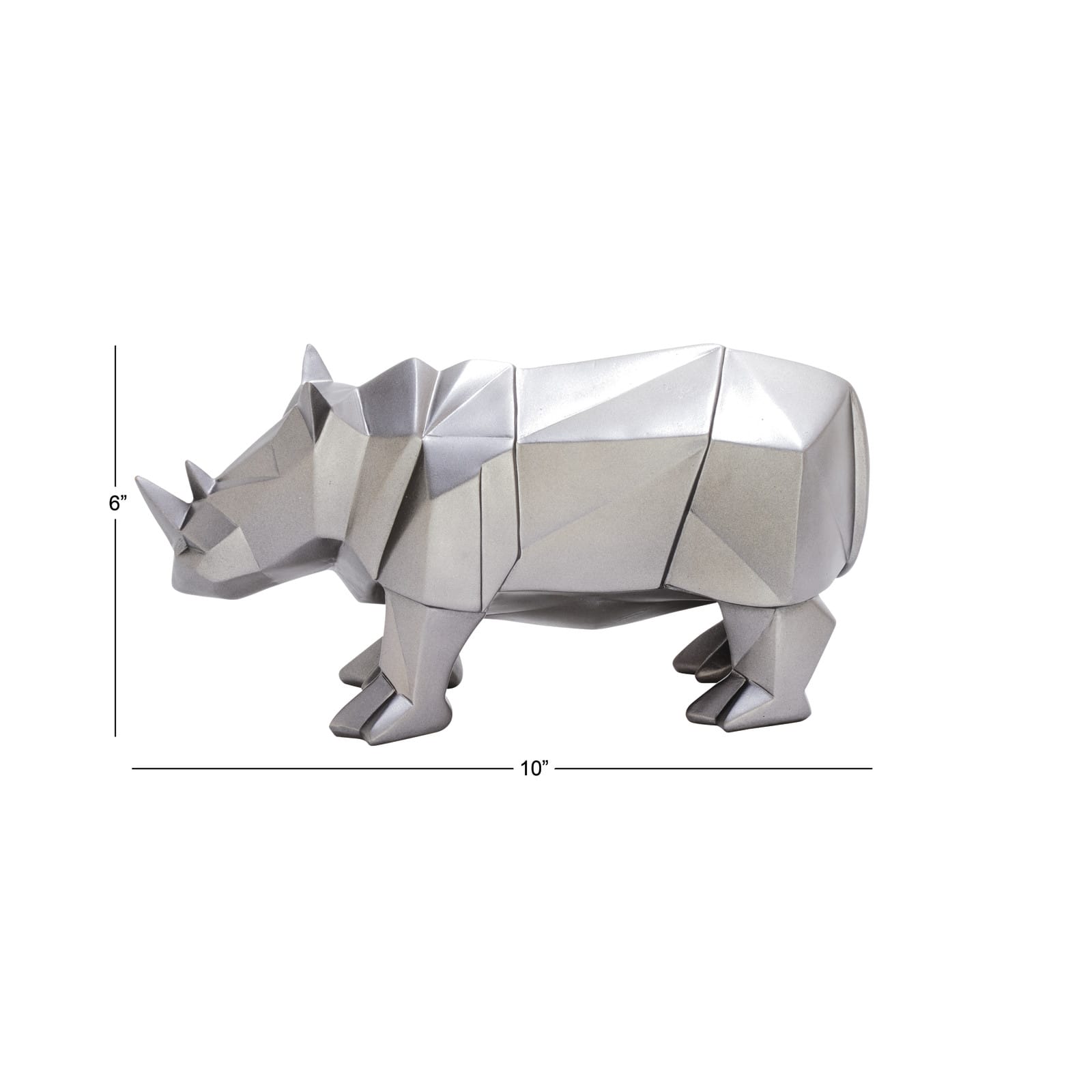 CosmoLiving by Cosmopolitan 10" Silver Polystone Rhino Sculpture