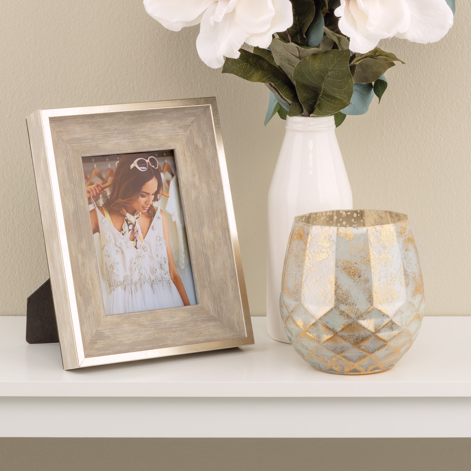 Expressions™ Metallic Edge Champagne Woodgrain Frame by Studio Décor®